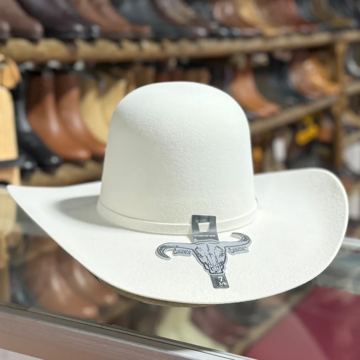 Texana Original Cuernos Chuecos 6X Open Crown Style Cowboy Felt Hat – White