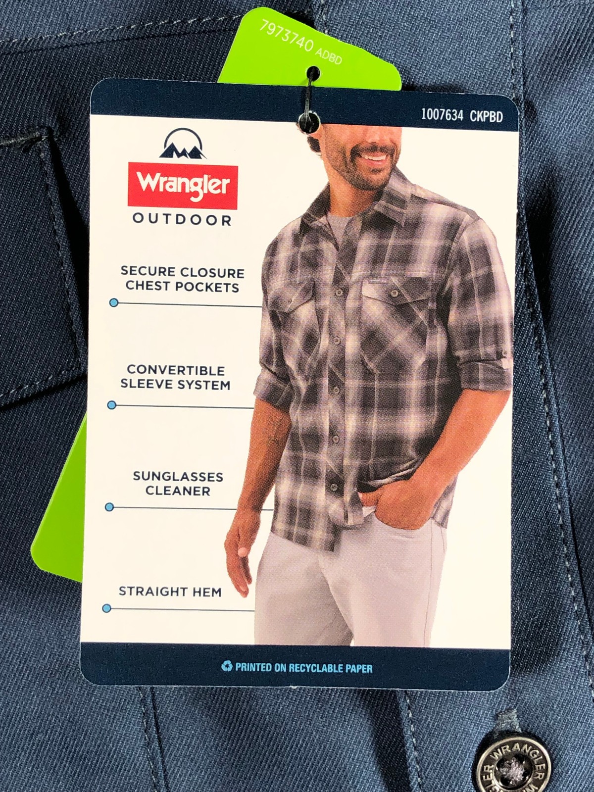 NWT Wrangler Outdoor All Season Men’s Shirt Regular Navy Blue Stretch Cotton S