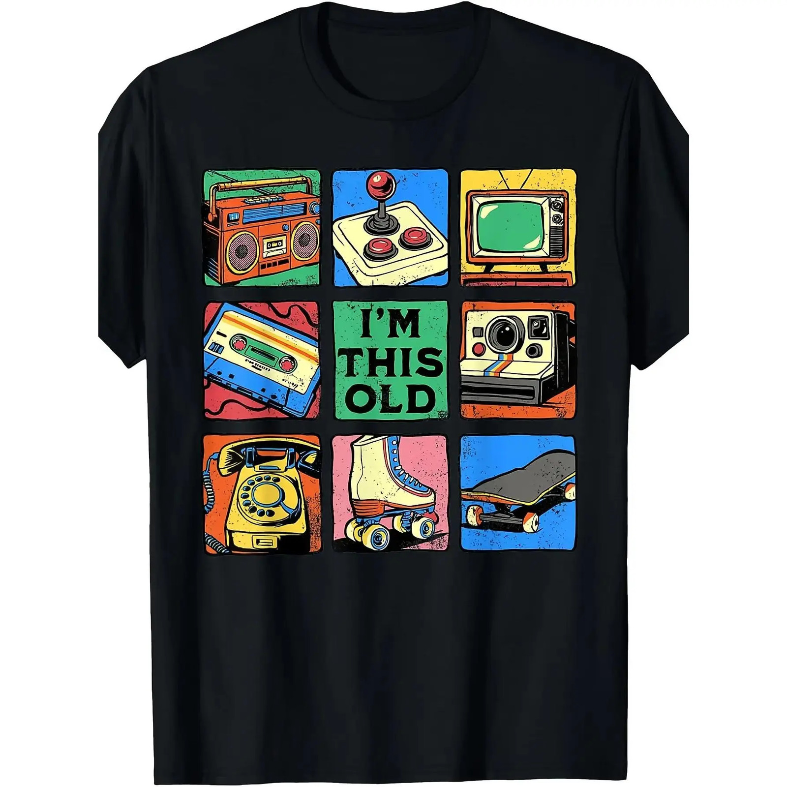 Men’s Retro “I’m This Old” Vintage 80s‑90s Graphic T‑Shirt, Nostalgic Cotton Tee