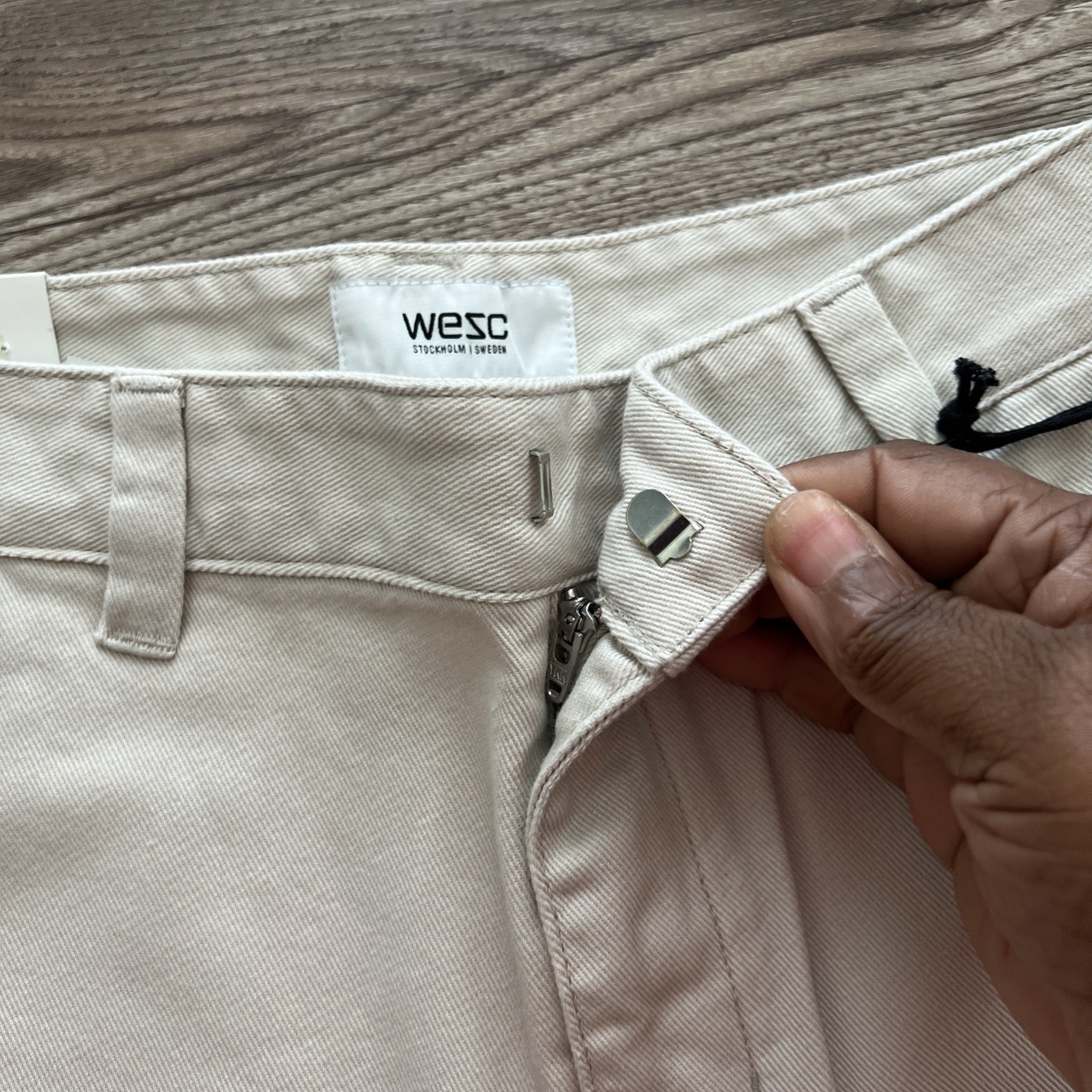 WESC Eddys Chino Pant Mens 30×32 Moon Beam Straight Fit Cotton NWT