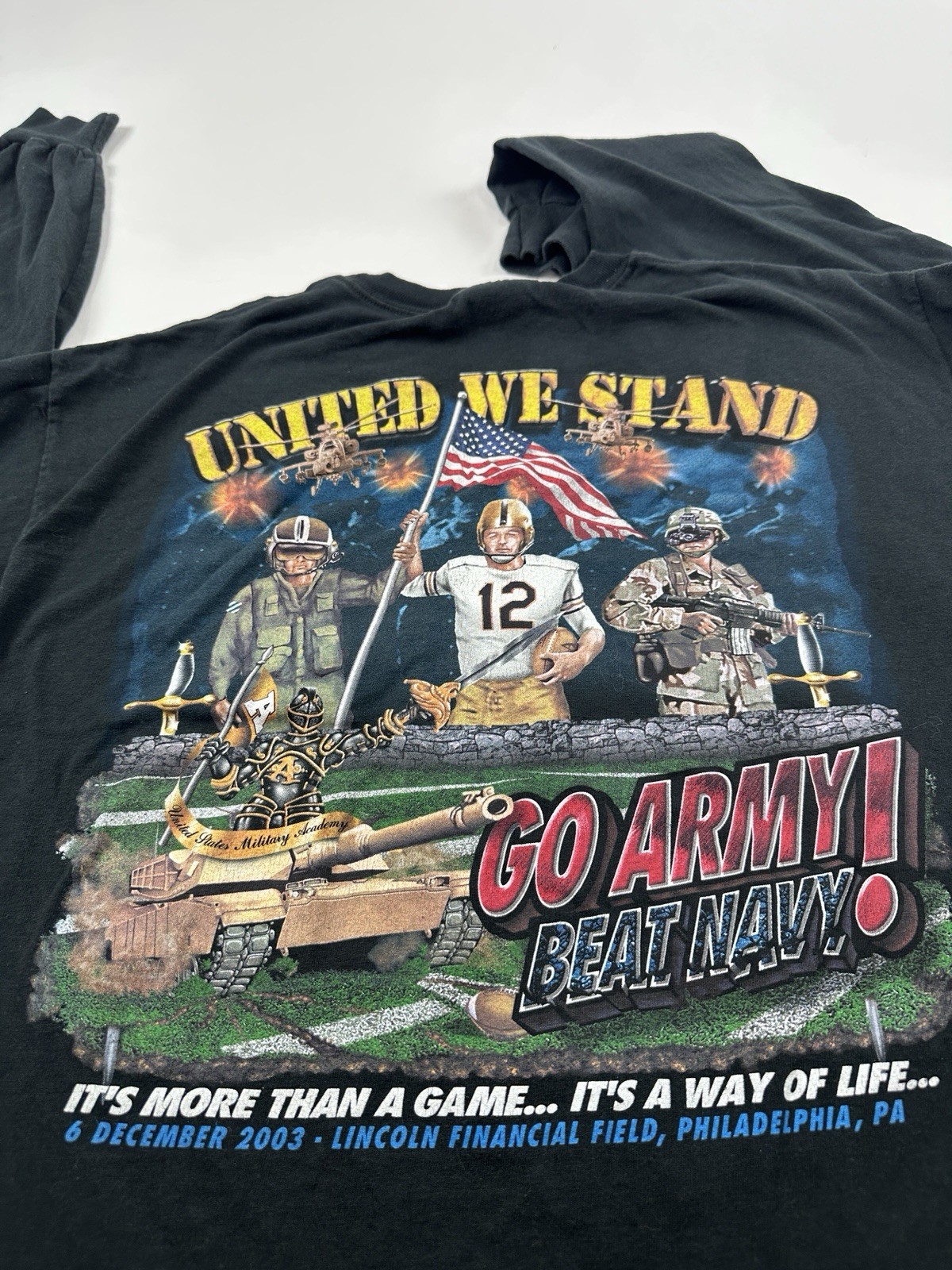 Vintage Army Vs Navy Shirt Mens Large Black 2003 Football NCAA