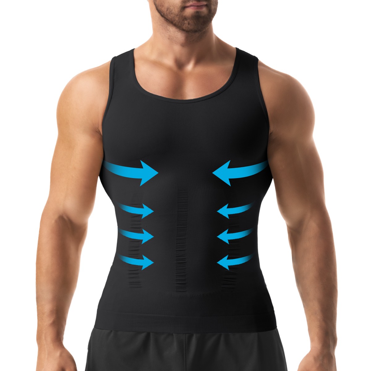3 Pack Men Tummy Control Gynecomastia Compression Slim Body Shaper Sports Shirt