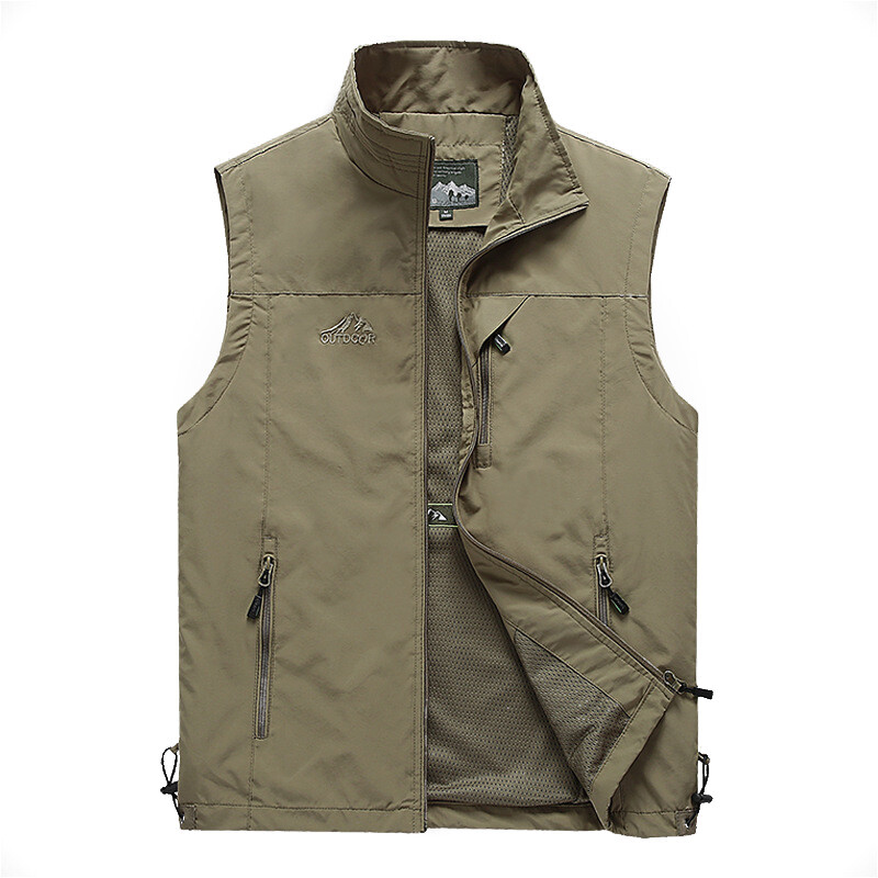 Mens With Pockets Zipper Vest Casual Waistcoat Sleeveless Sport Tops Mesh Lining