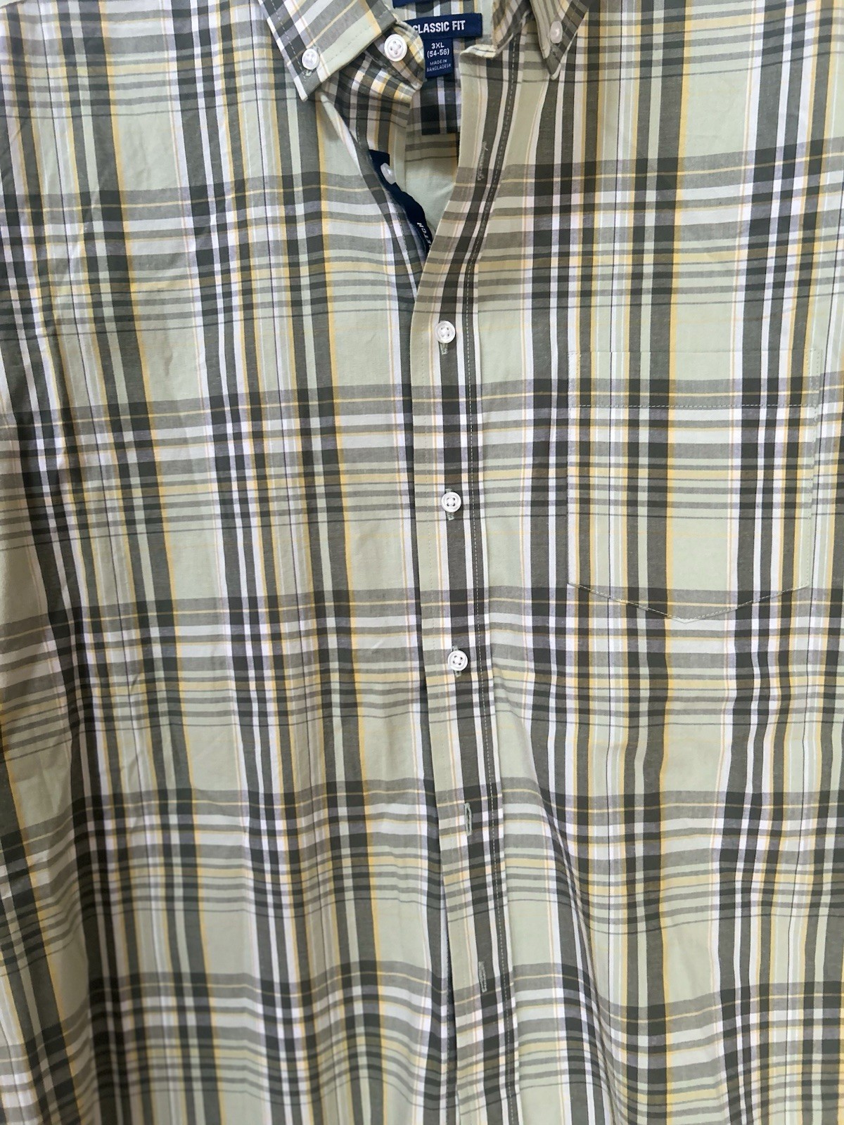 George Big Men’s Classic Fit Short Sleeve Plaid Button-Down Shirt – XXL Stretch