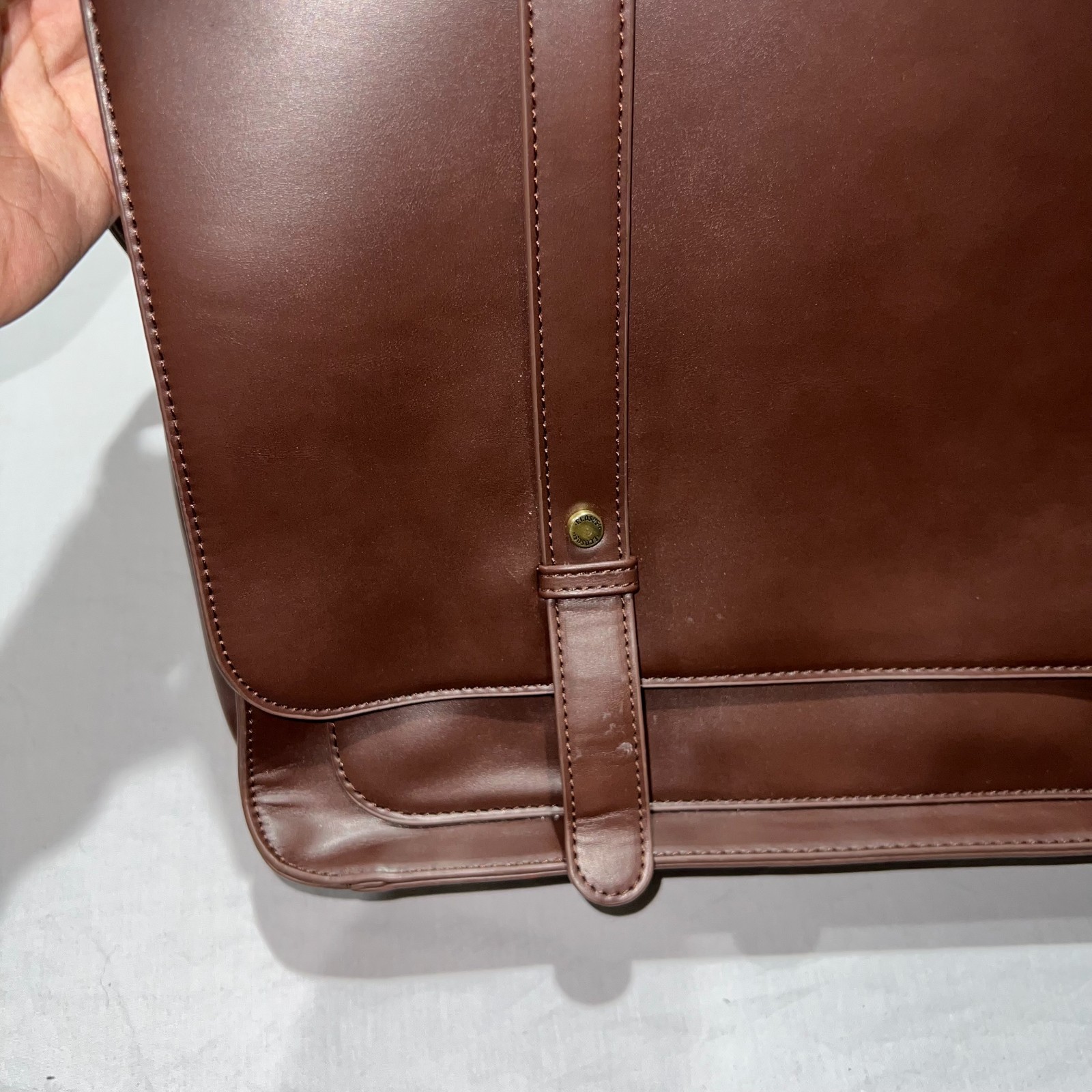 Ecosusi Womens Brown Bow Briefcase Vegan Leather Laptop Shoulder X Body Bag