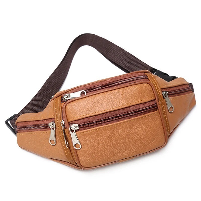Men’s Waist Pack PU Leather Bag Waist Belt Bag Male Artificial Leather Fanny