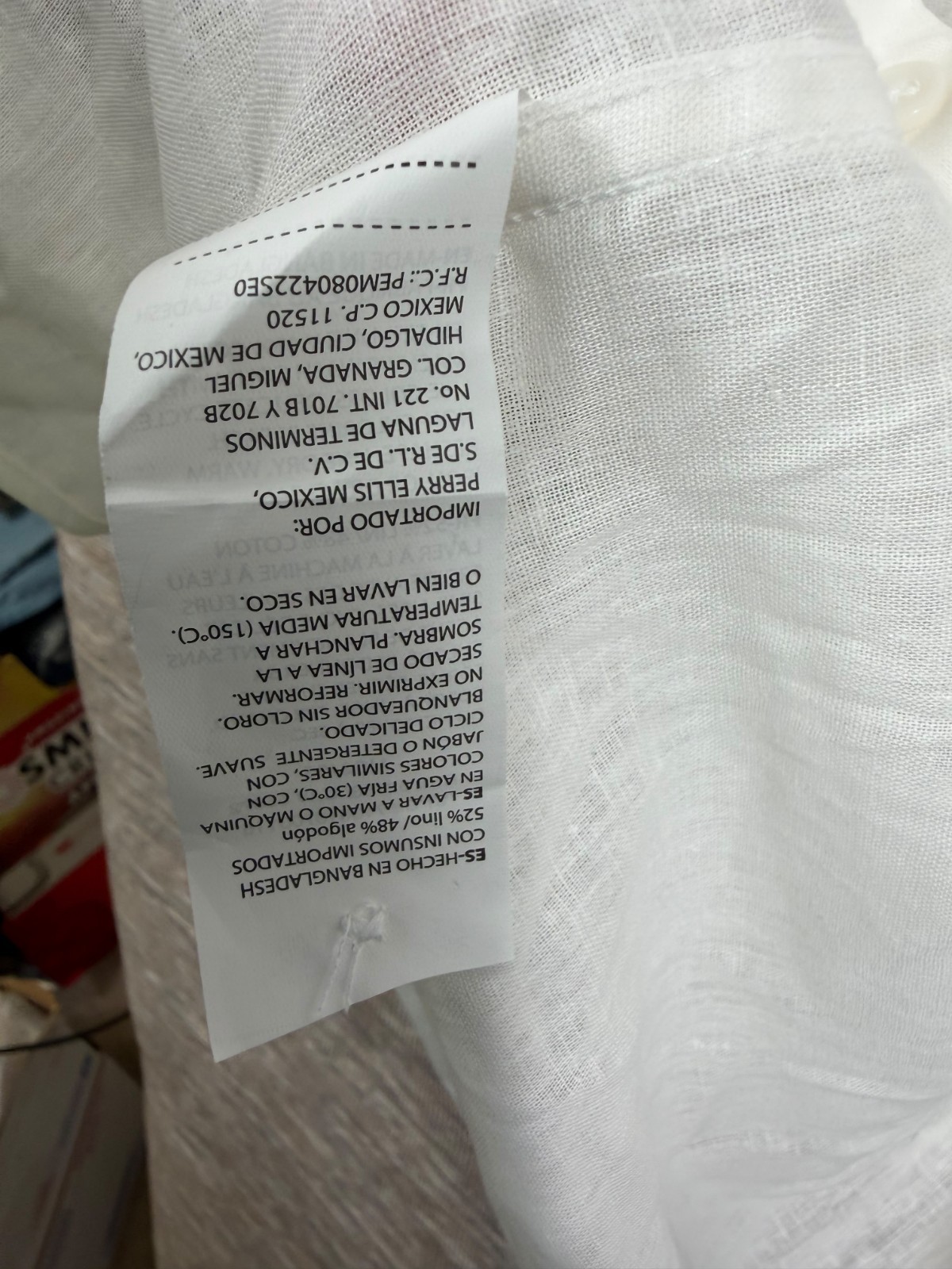 Cubavera Linen Blend Button Front Shirt Mens Size L Brilliant White NEW