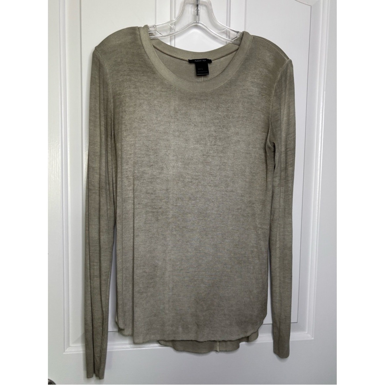 NWT Avant Toi Women’s Lightweight Crewneck knit shirt in Greyish/Olive Sz L
