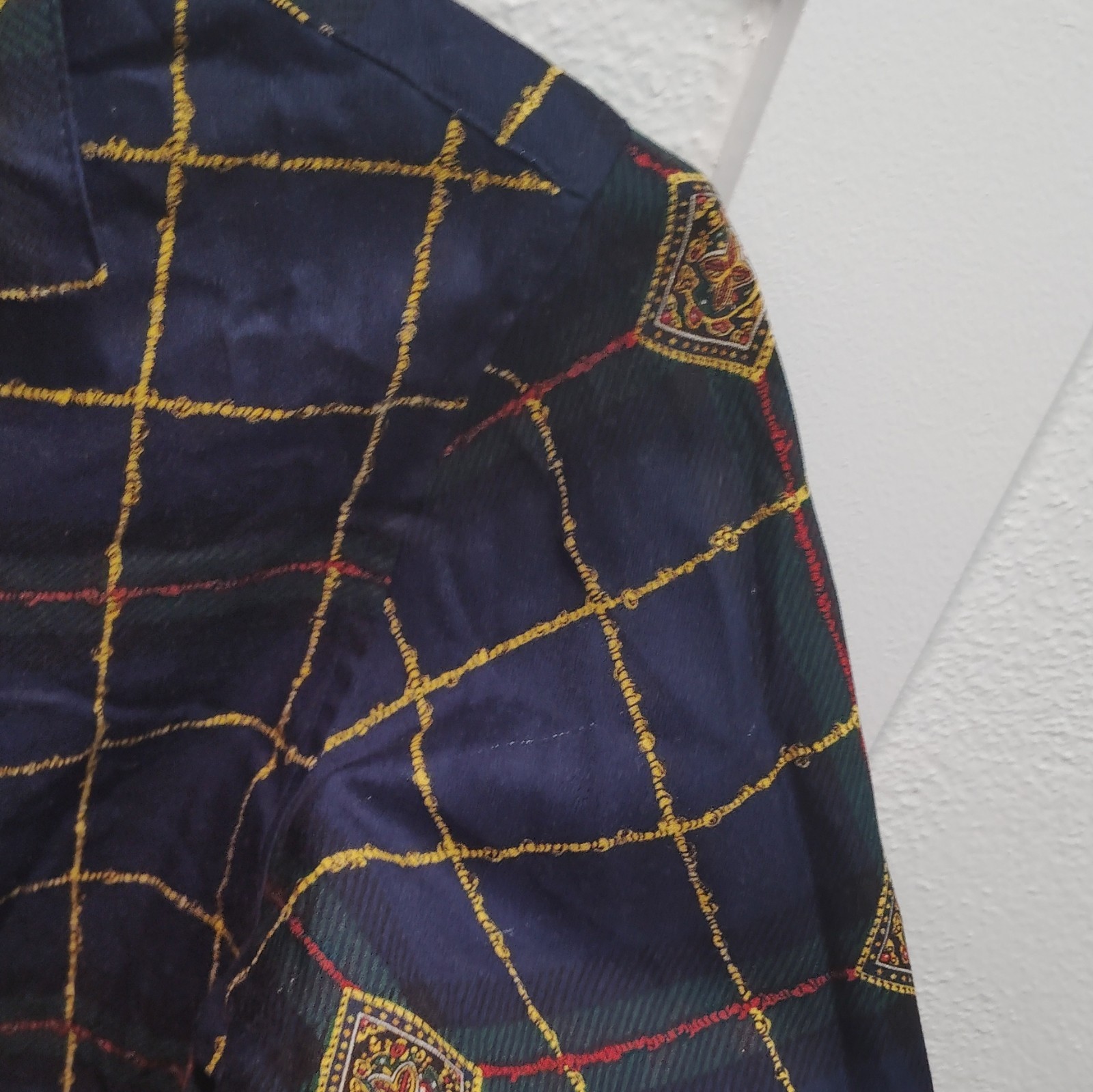 VTG 80’s J. McLaughlin for Sanyo Womens 6 Blue Plaid Collared Long Sleeve Rayon