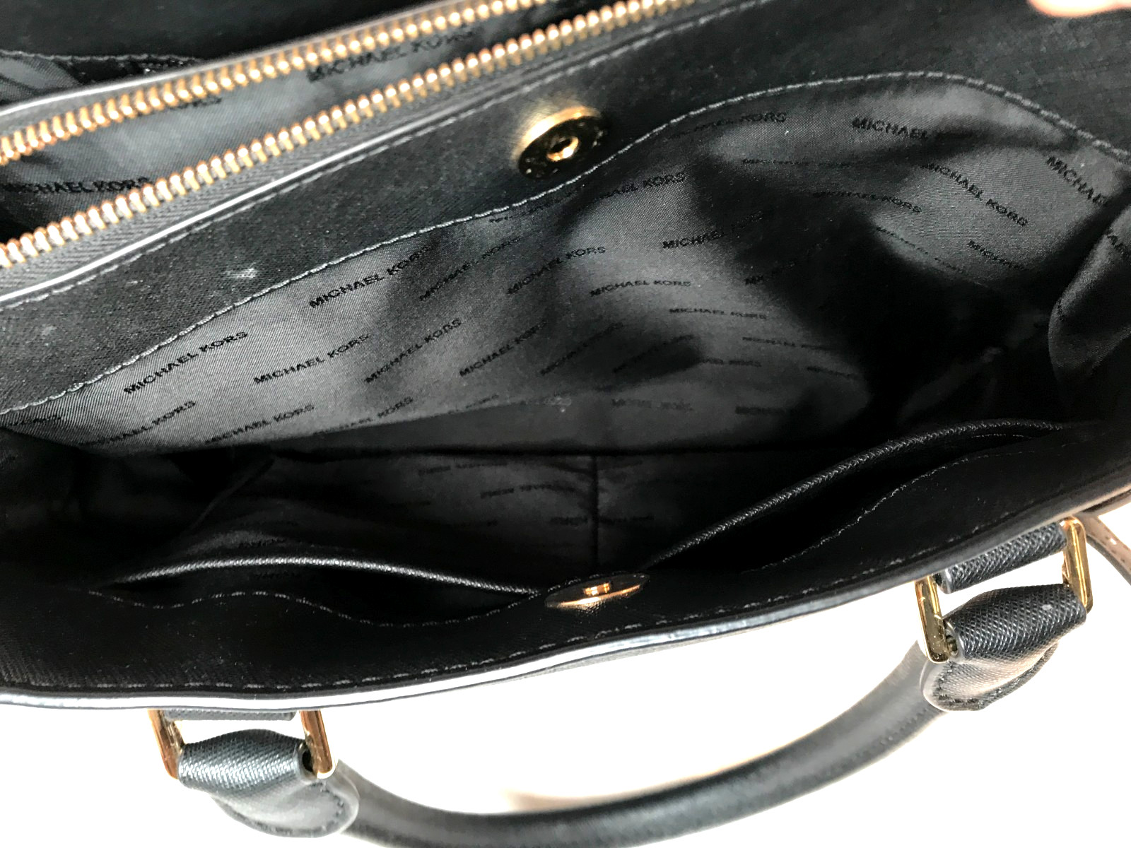 Michael Kors Savannah Large Saffiano Leather Satchel Black Crossbody Handbag