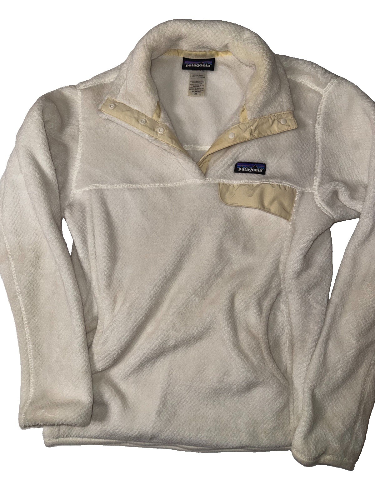 Patagonia Womens Re-Tool Snap-T Fleece Pullover Cream Off White Size Medium M