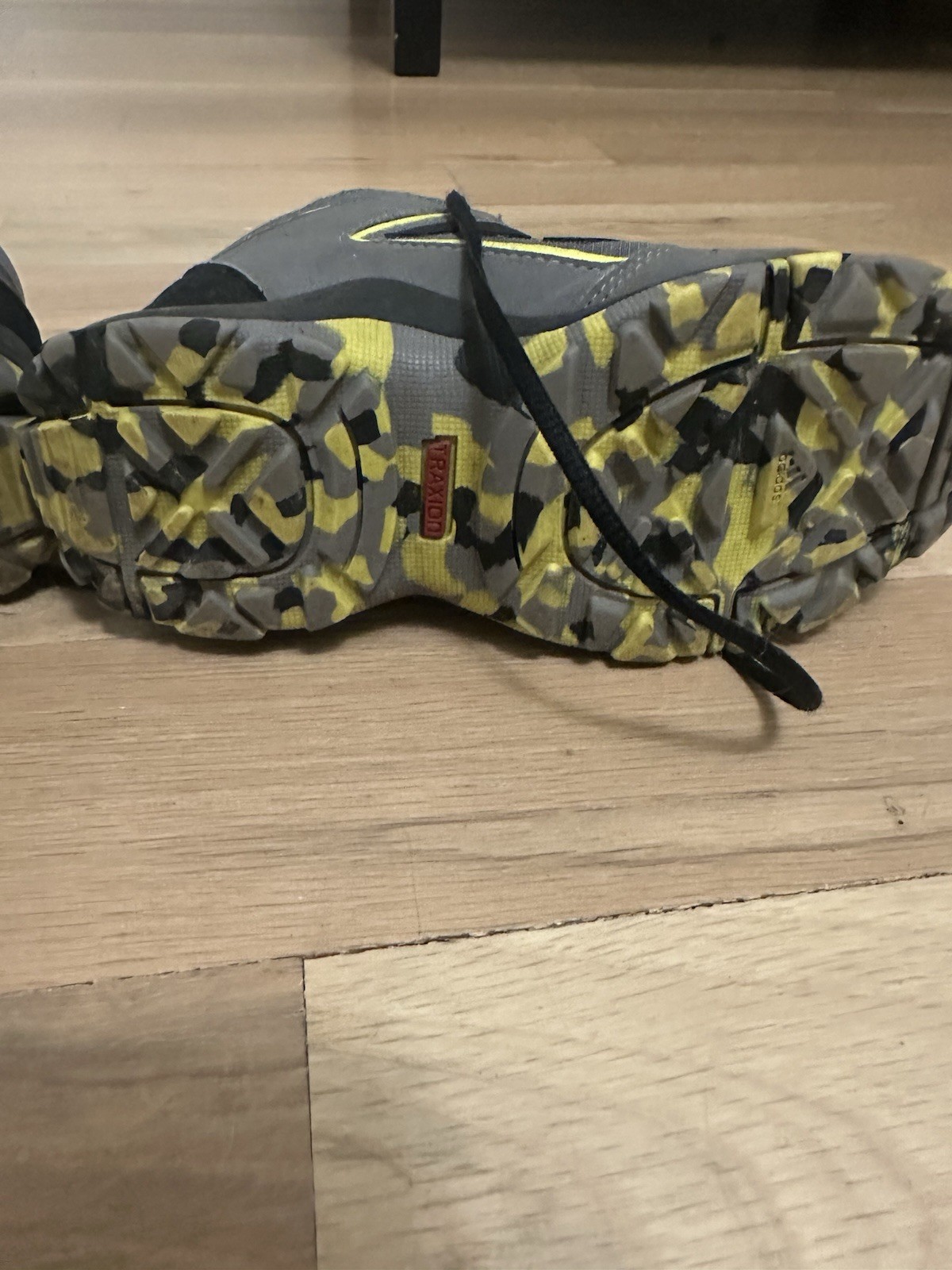 adidas Terrex Mid-Top Kids Hiking Sneakers Camo Gray/Black/Yellow 12K FX4187