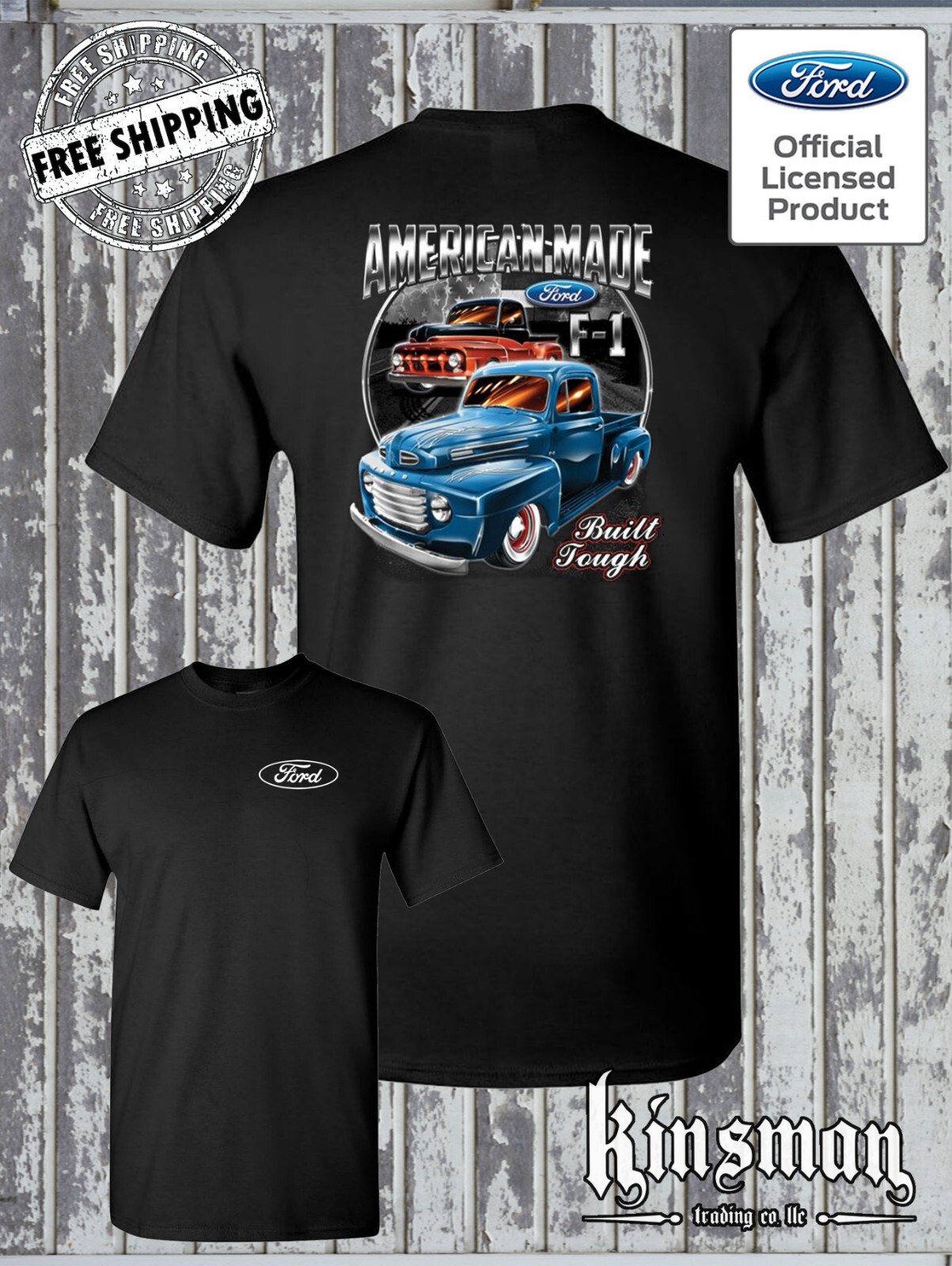 American Made FORD F1 Truck 2-Sided T-Shirt – Built Tough F-150