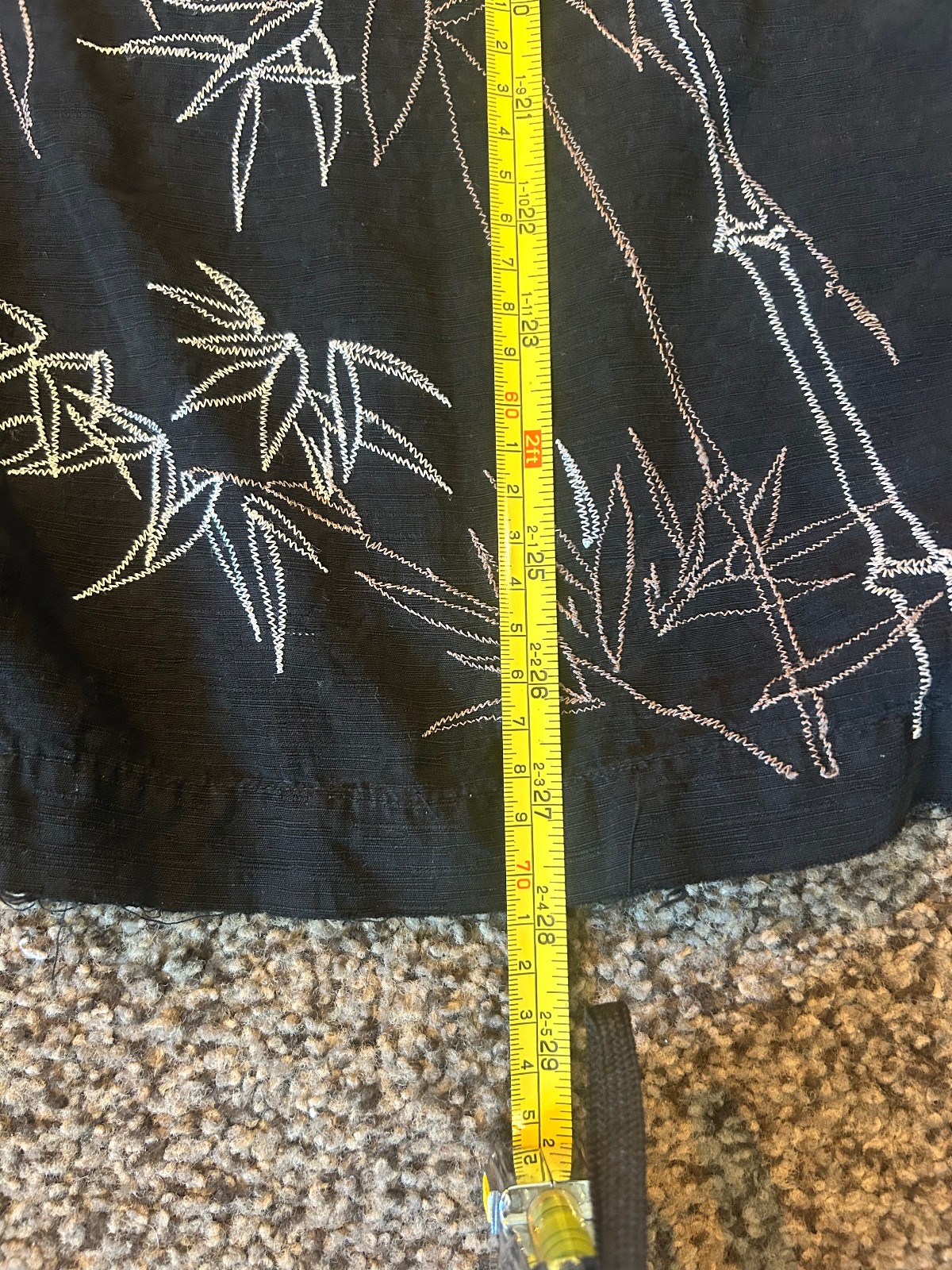 Brigata 100% Silk Button-Down Black Shirt Mens L Embroidered Bamboo Resort