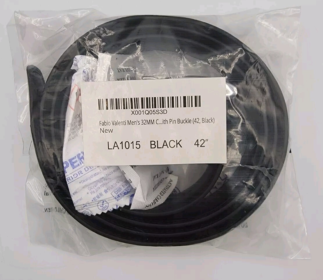 Fabio Valenti Mens Genuine Leather 42″ Black Dress Belt With Pin Buckle
