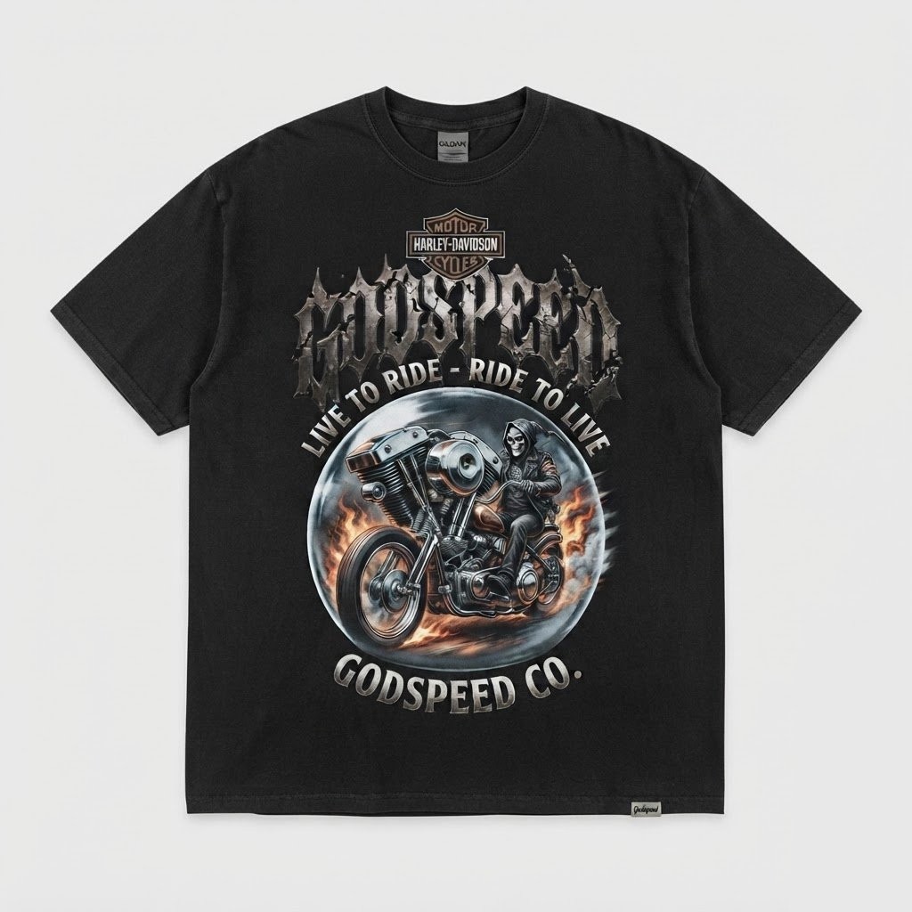Godspeed x Harley Davidson Live to Ride – Graphic Print | Men’s T-Shirt S-5XL