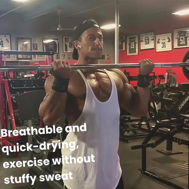 Men’s Y – Back Gym Stringer Tank – Barbell Plate Print, Breathable Cotton, Ideal