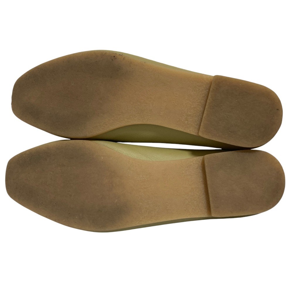 Recipe V-cut square soft leather flat shoes, 9.1″” in yellow-green. Women USED