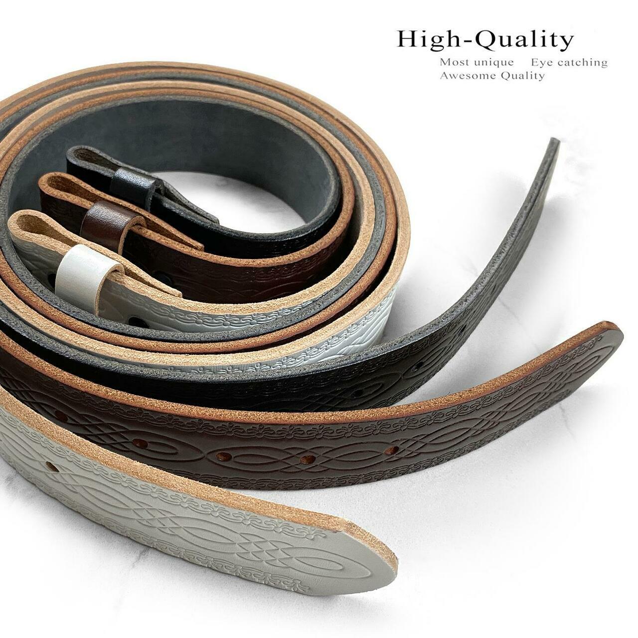 BS085 Vintage Engraved Embossed Leather Belt Strap with Snaps on 1-1/2″ Wide