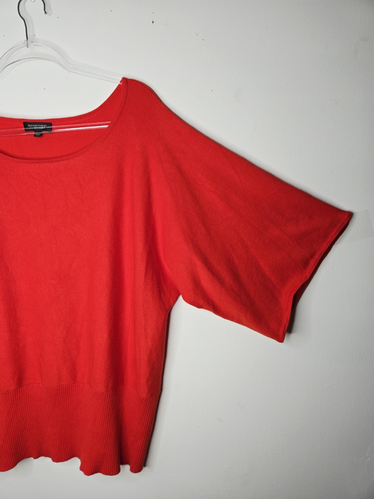 Spense Woman Orange Knit Top Size 1X Dolman Sleeves Ribbed Hem Comfortable