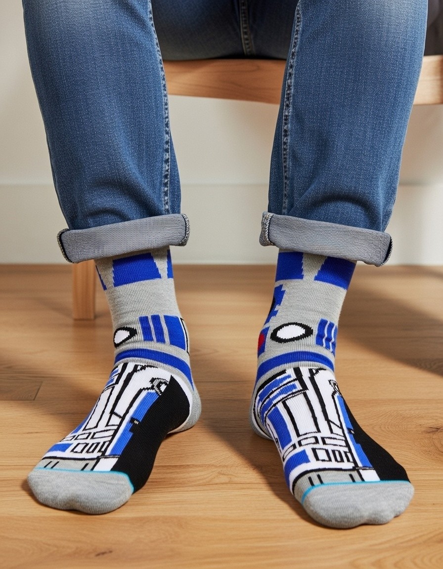 STAR WARS | Mens R2D2 Robot Droid R2-D2 Ankle Socks | One Size UK 6-11 EU 40-46