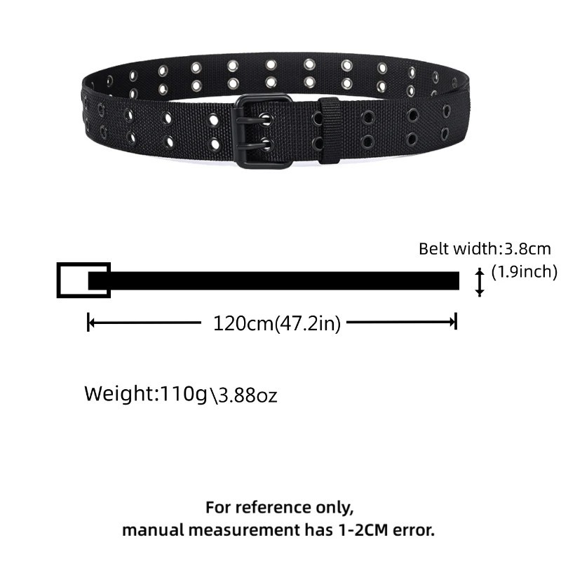 Luxury Nylon Belts Men’s Double Grommet Belt Buckle Outdoor Sport Belt for Jeans