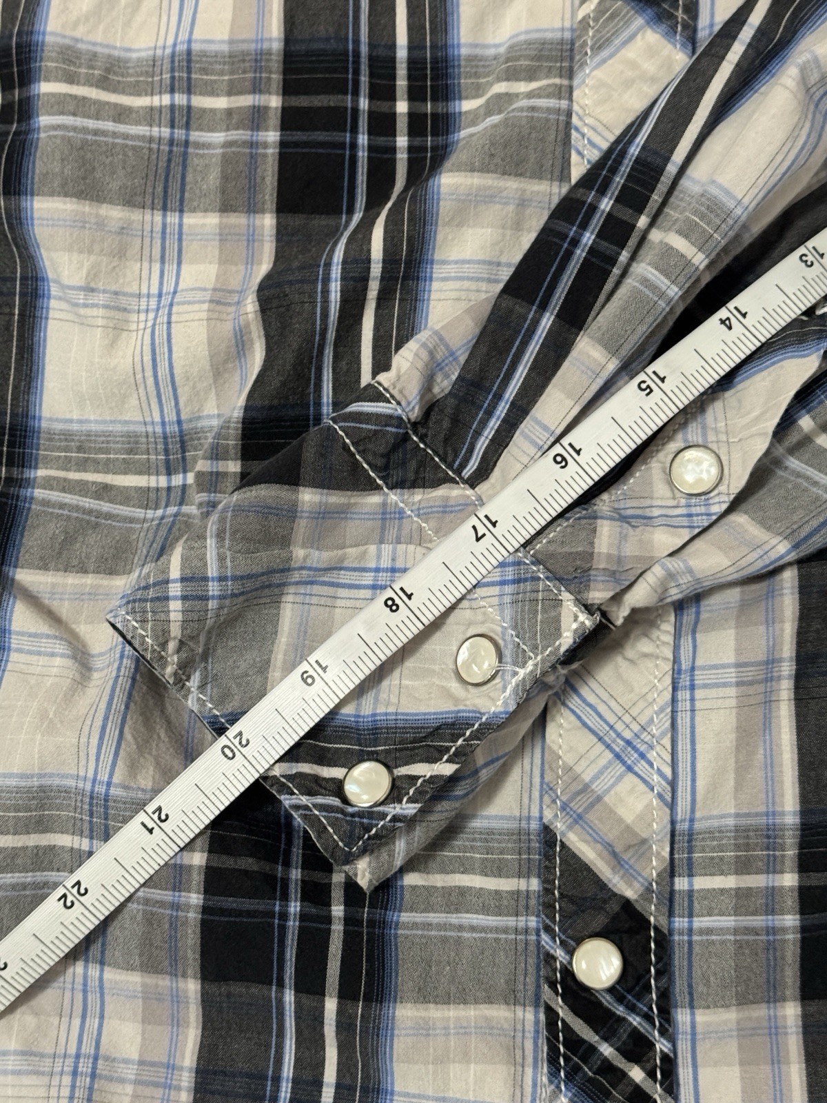 Supply Company USA Mens Gray Plaid Western Pearl Snap Collar Shirt M Cowboy