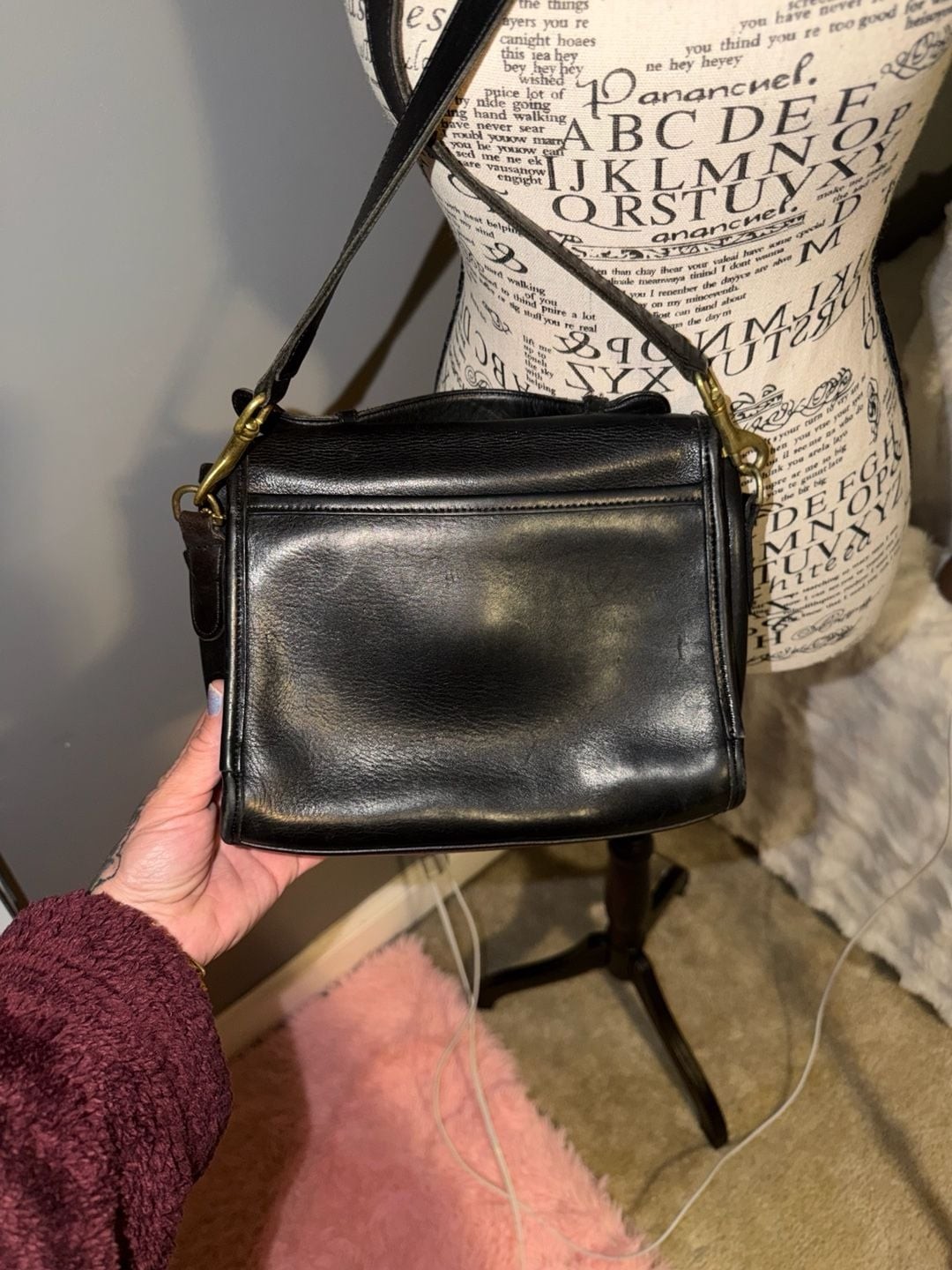 Vintage Coach Leather Turnlock Top Handle Crossbody Bag