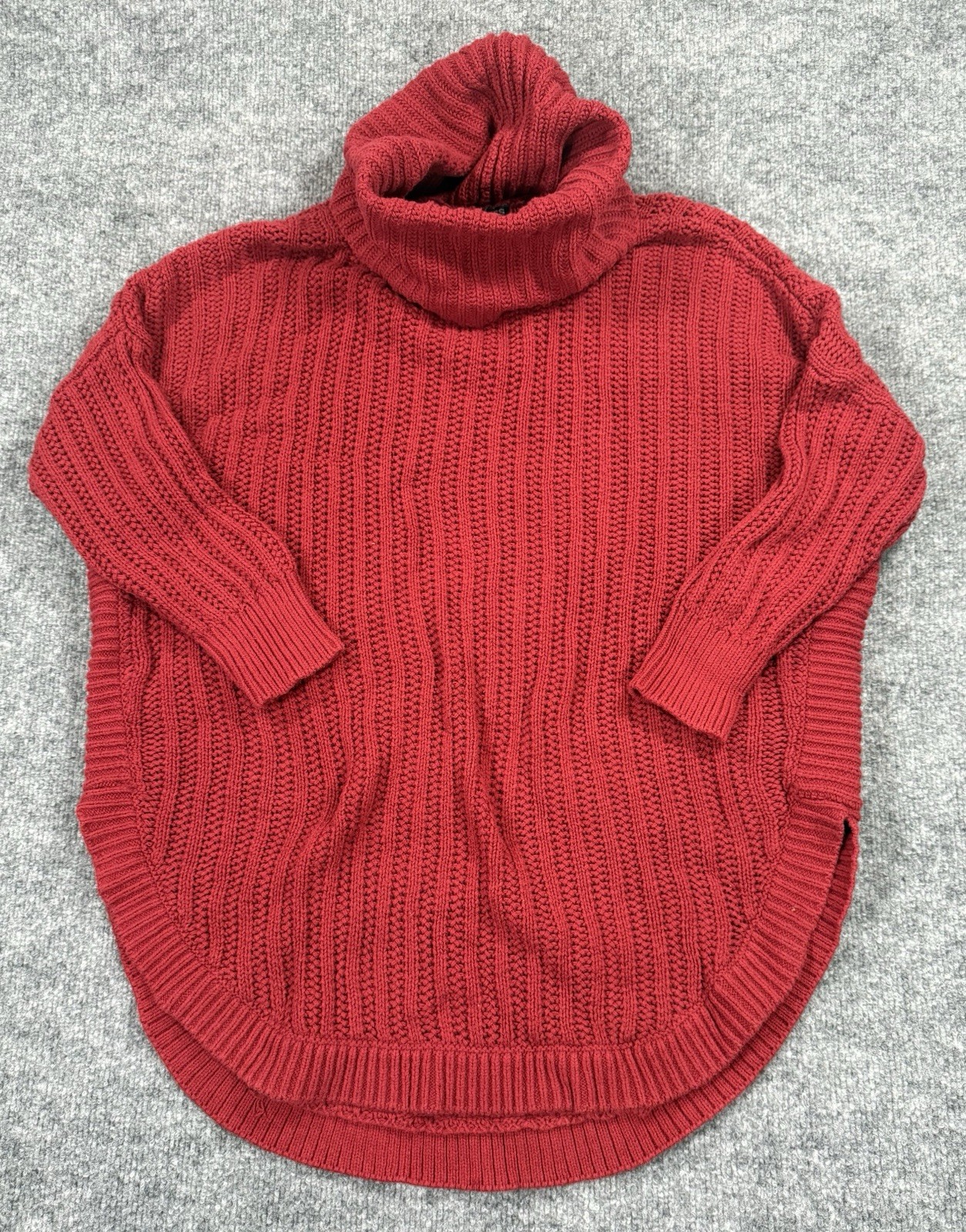 Chunky Ribbed Knit Turtleneck Sweater Poncho Cottagecore Cabincore Cozycore Y2K