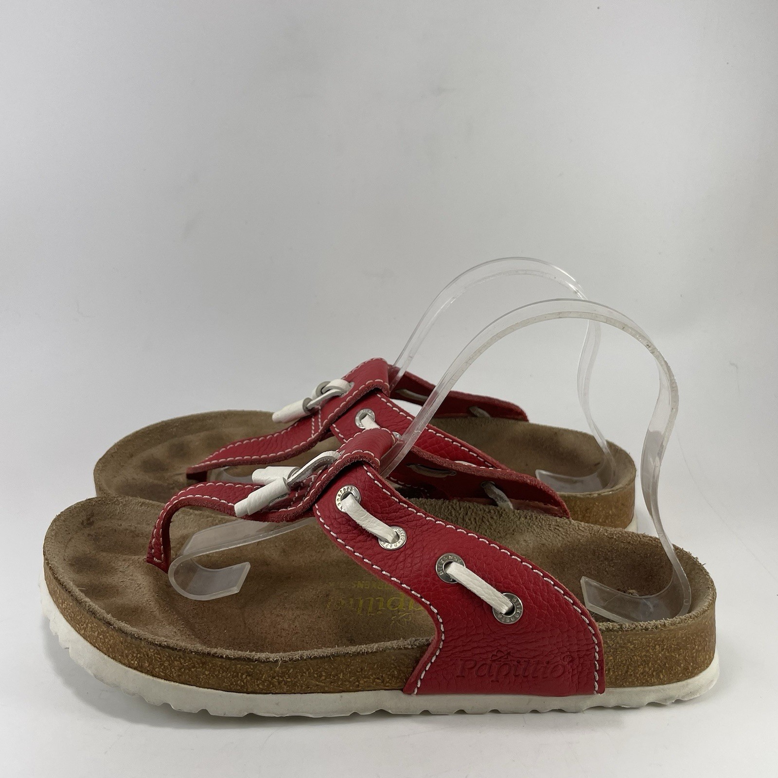 Birkenstock Papillio Tabora Sandals Womens Size EU 40, US 9-9.5 Red Laced Thong