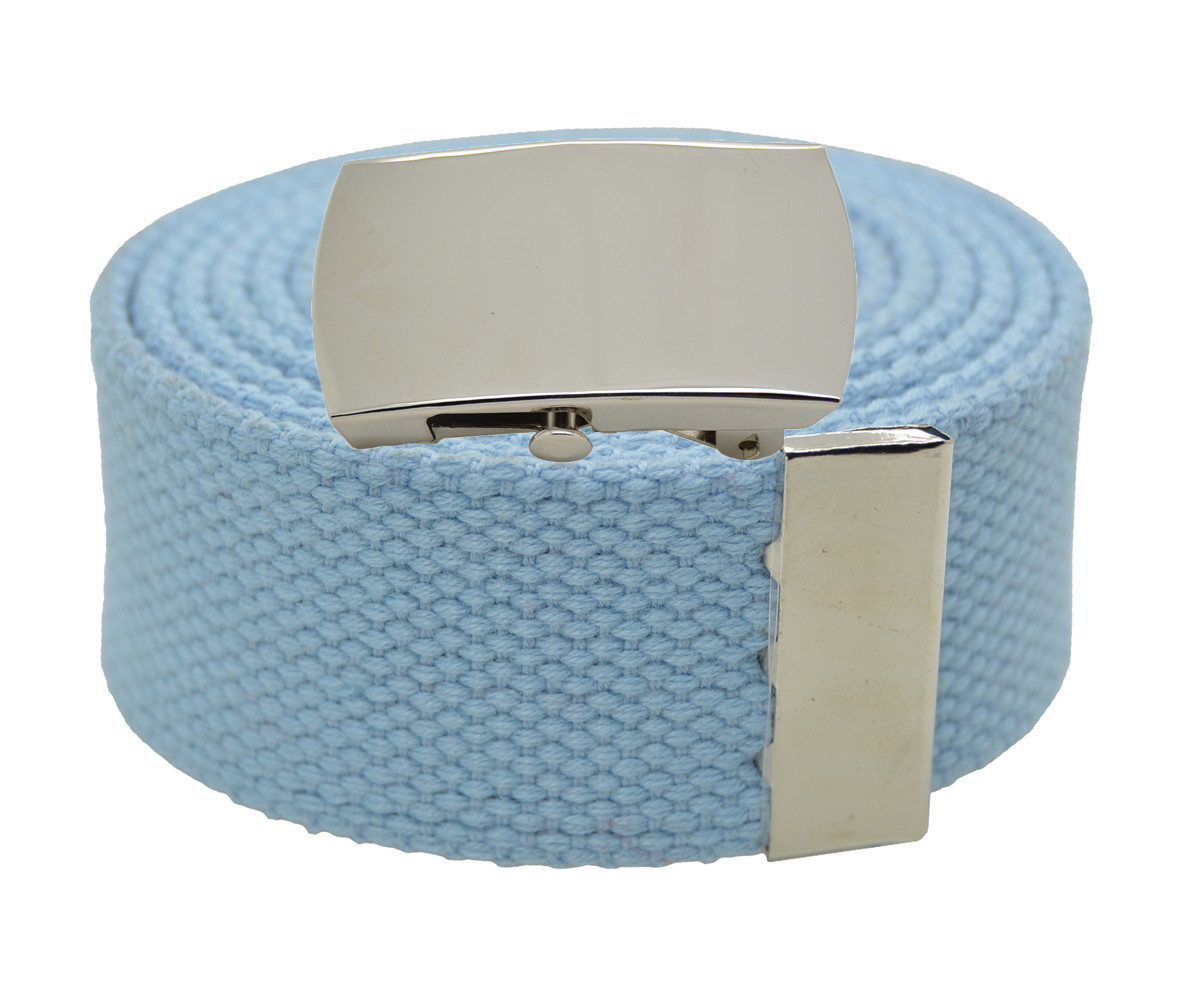 Canvas Military Web Belt & BIG “Plain” Silver Buckle 48, 54, 60, 72 Inches