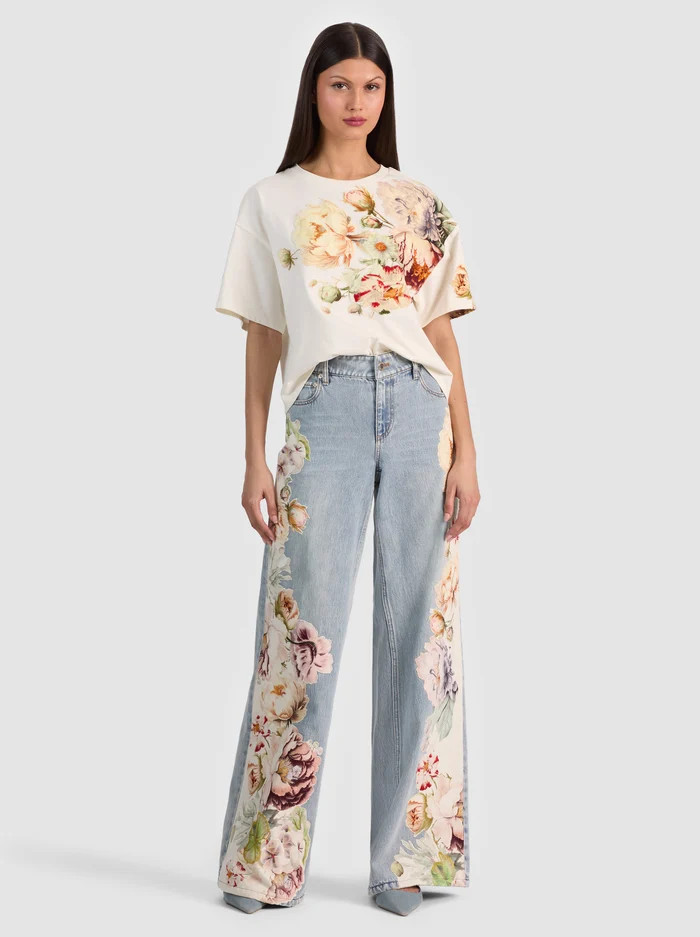 Alice+Olivia AMAZING EMBROIDERED JEAN $ 595 Size 27