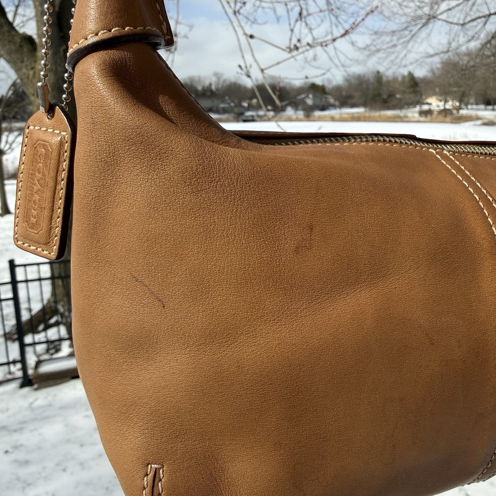 COACH 9564 British Tan Leather Legacy Demi Hobo Shoulder Bag Convertible Strap