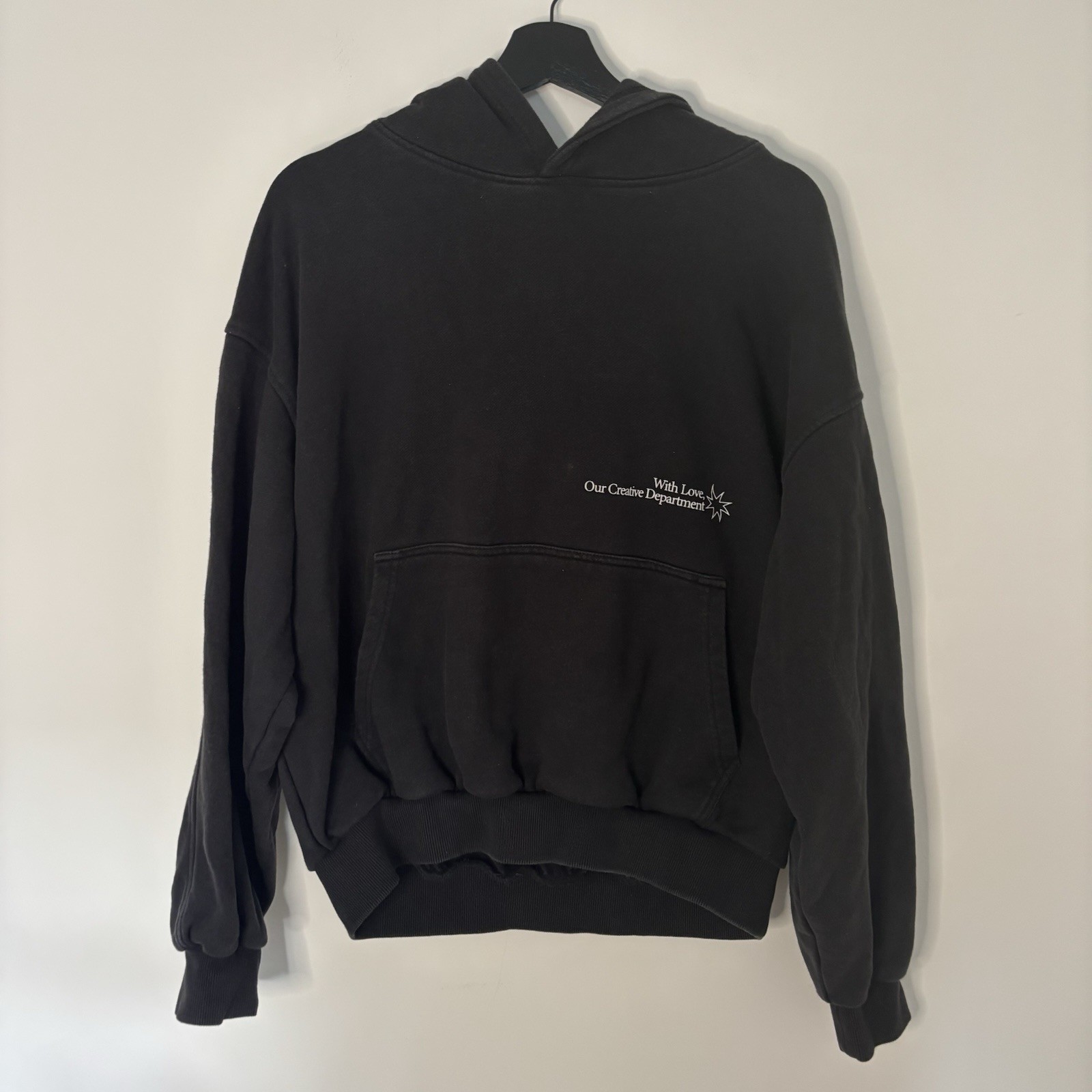 Scuffers Hoodie Black Graphic Hopeless Romantic Oversized Fit Size S
