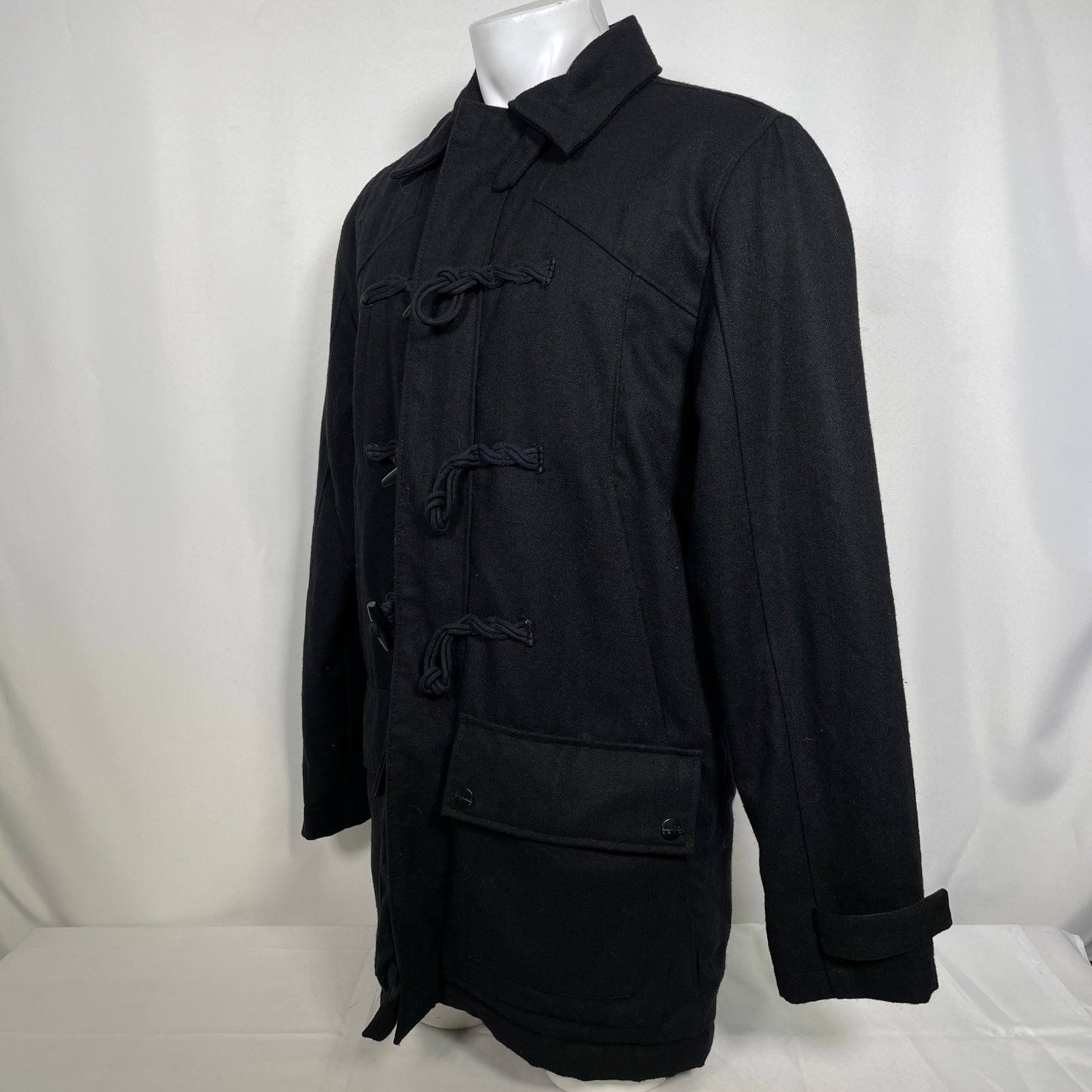 Billabong Black Wool Blend Toggle Duffle Coat Jacket Men’s XL