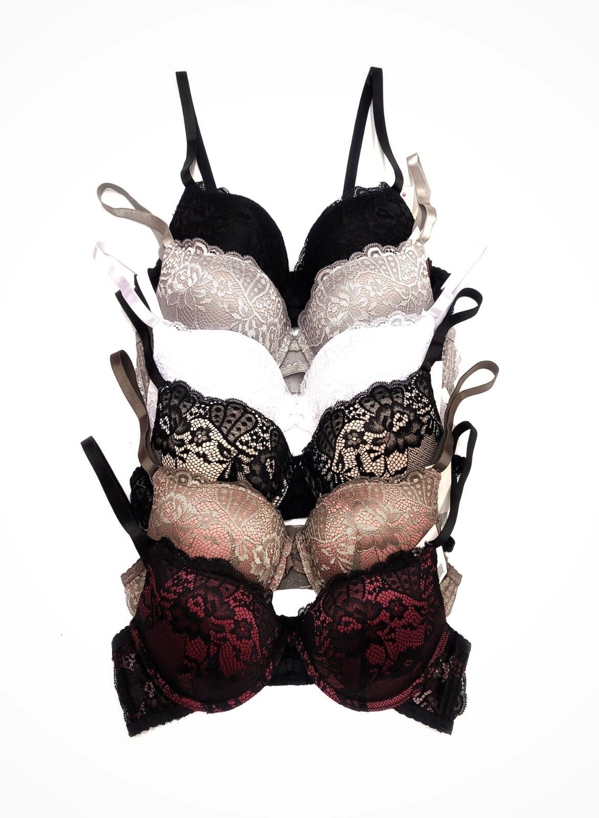 Maximum Cleavage Add 2 Cup Sizes Ultimate Padded Support 3Hooks Lace Push Up Bra