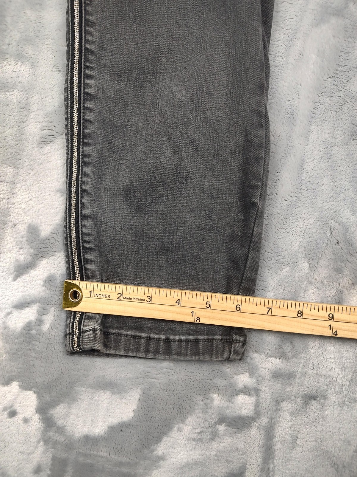 Ulla Popken Jeans Womens 14 Gray High Rise Skinny Side Zip Denim Charcoal Wash