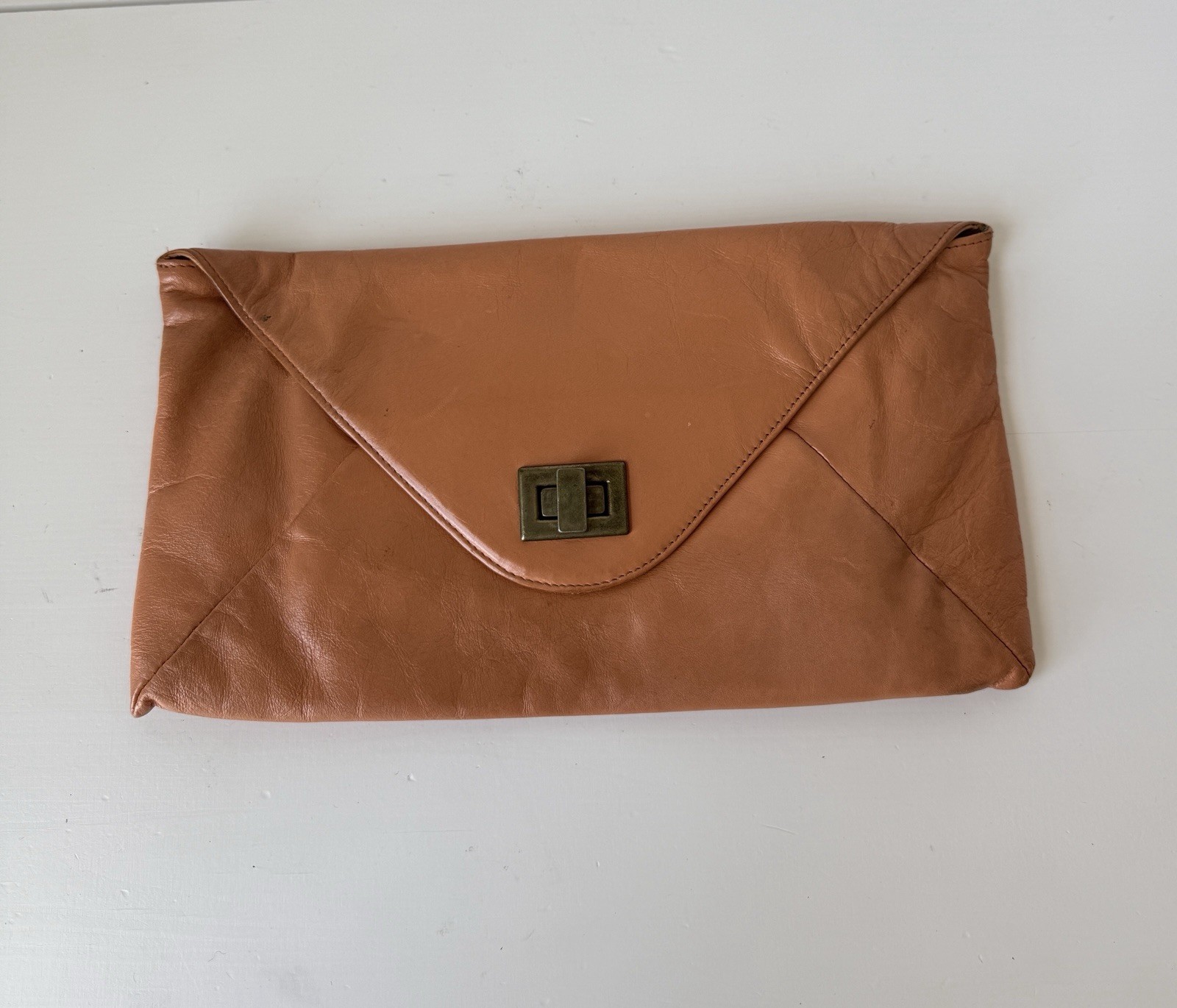 Hobo leather clutch Bag Orange Envelope 11.5×6 Inches