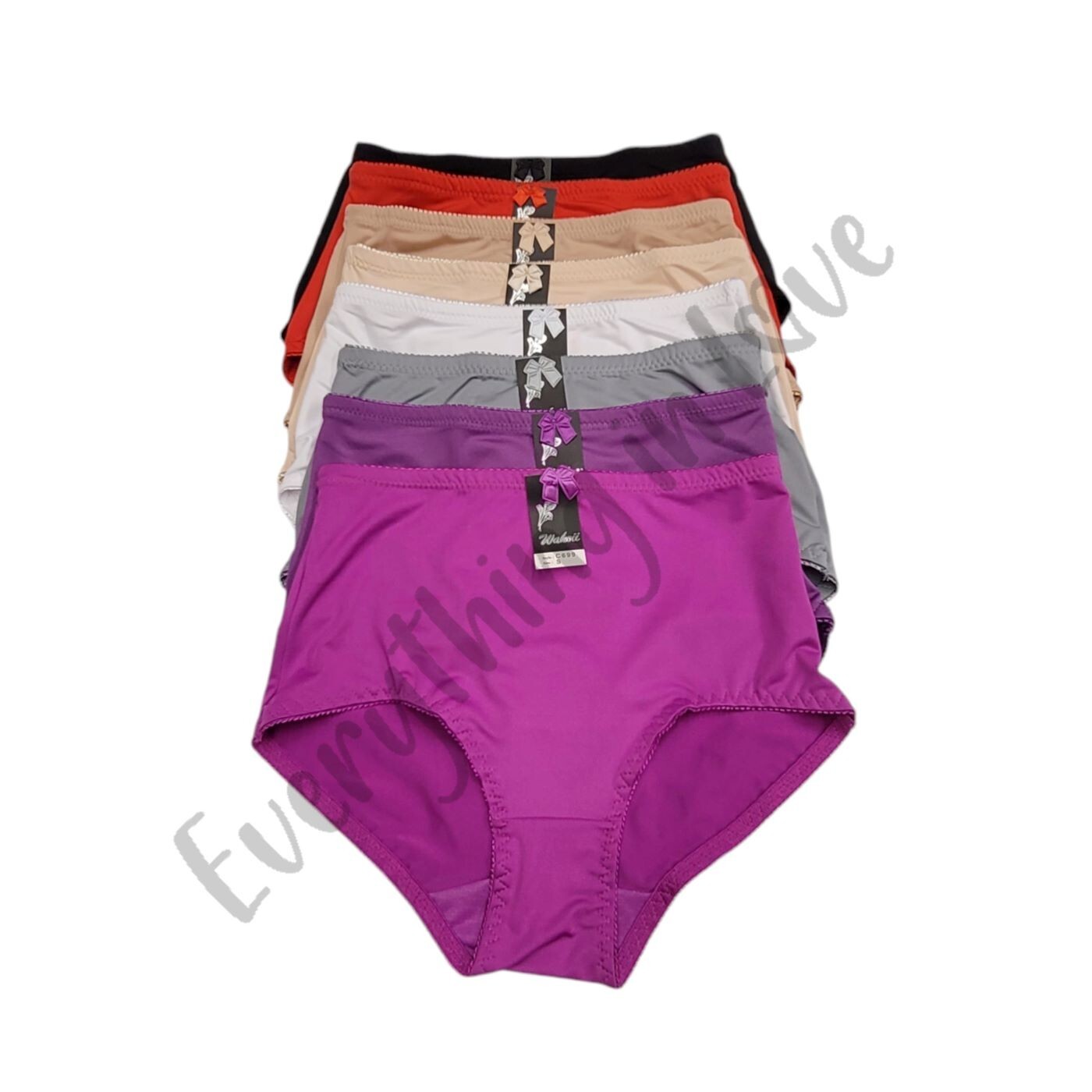 Wakoii Mid-High Waist Stretch Nylon Breathable Full Coverage Satin Brief Panties