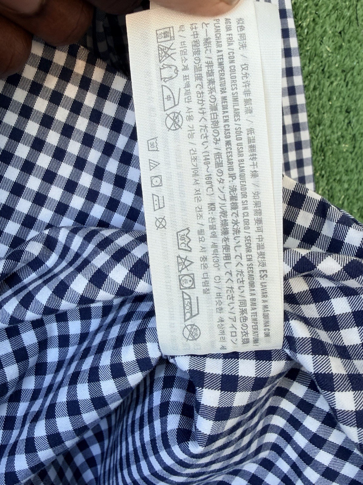 Abercrombie & Fitch Muscle Fit Gingham Shirt Men L Navy White Check Long Sleeve