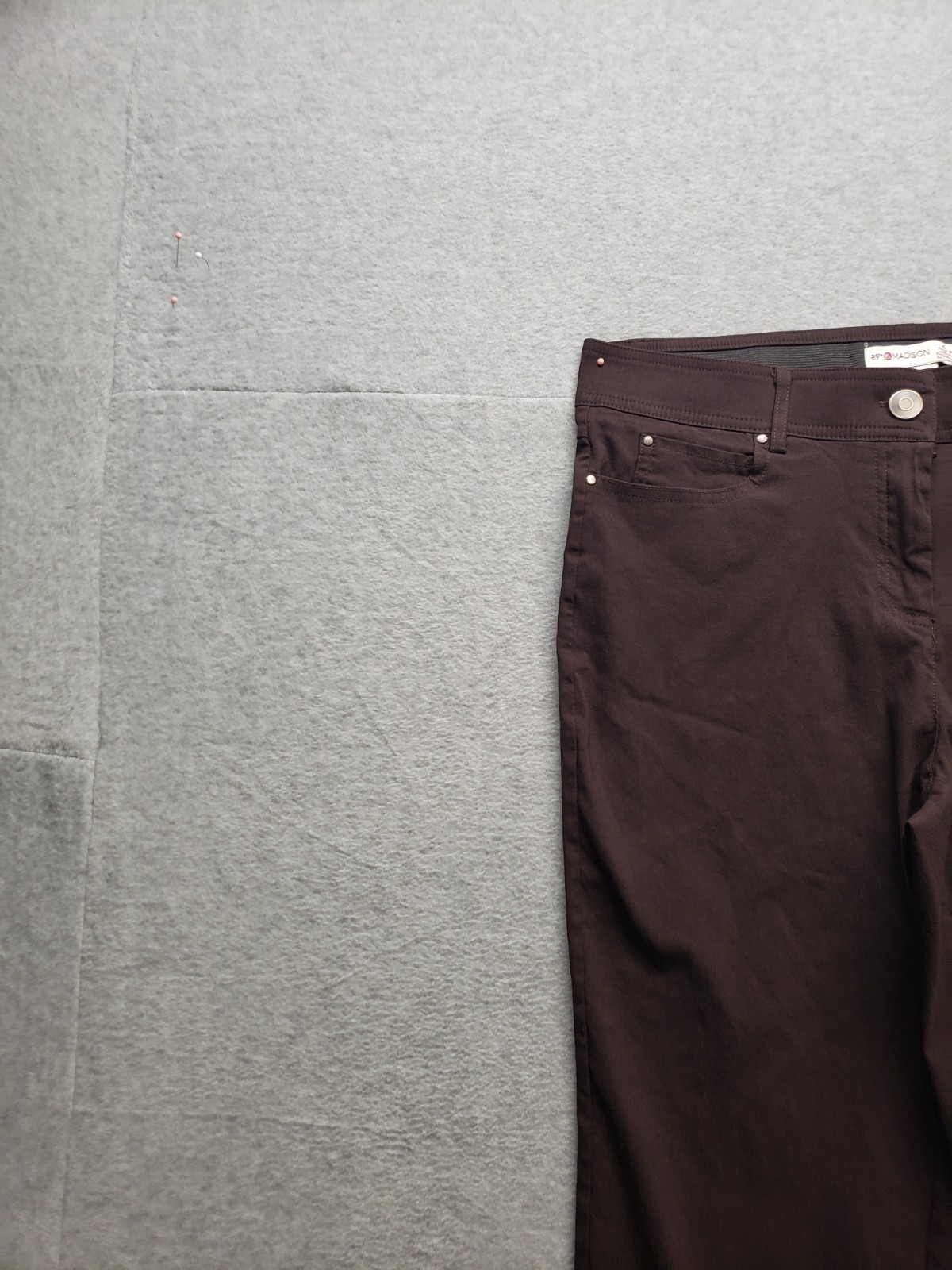 89th & Madison Women Pant 10 Brown Straight Leg High Rise Stretch Casual Career