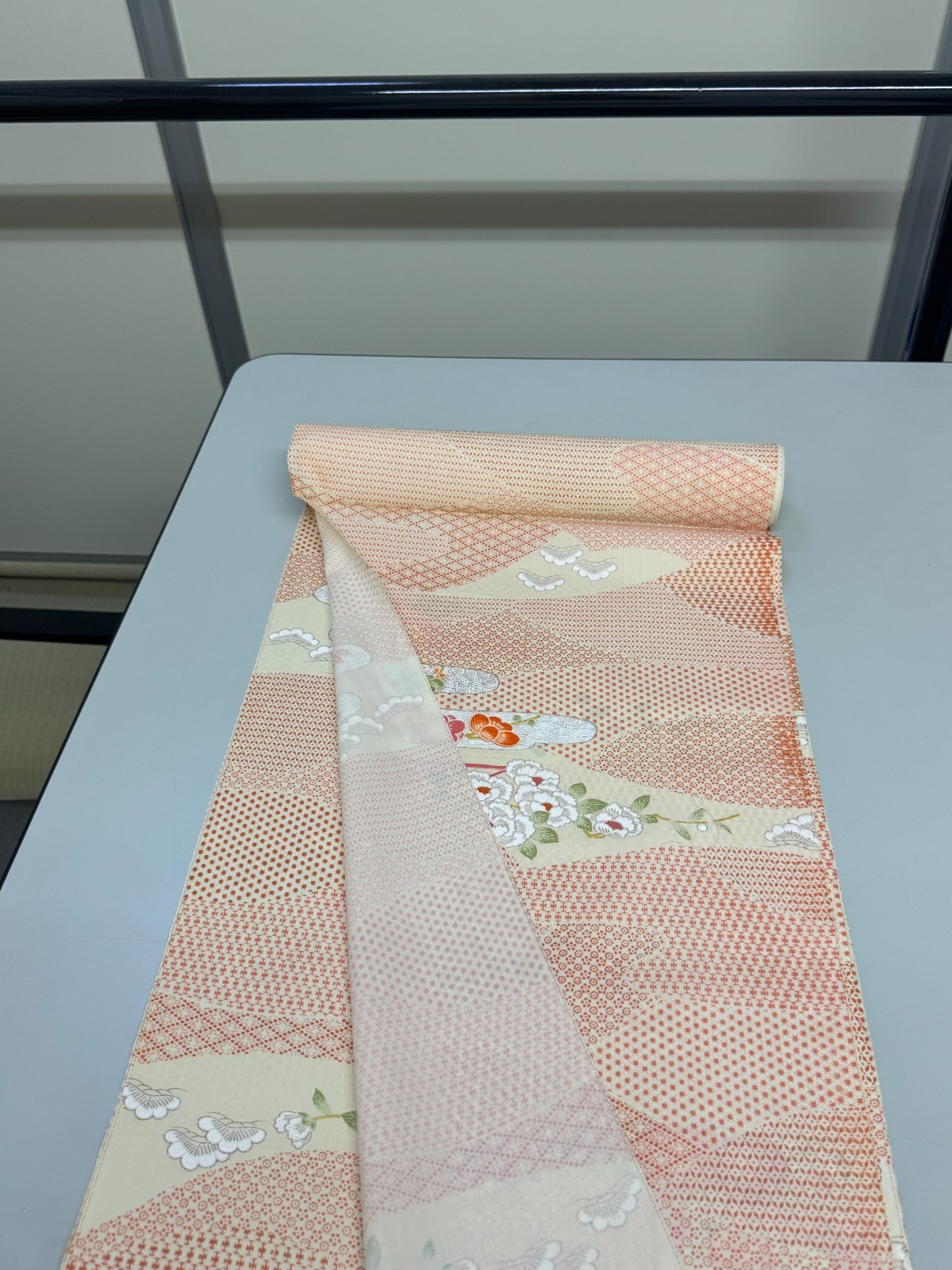 Japanese Vintage Kimono Fabric cloth Boro Wool Pink tradition 35.4×14.5 in