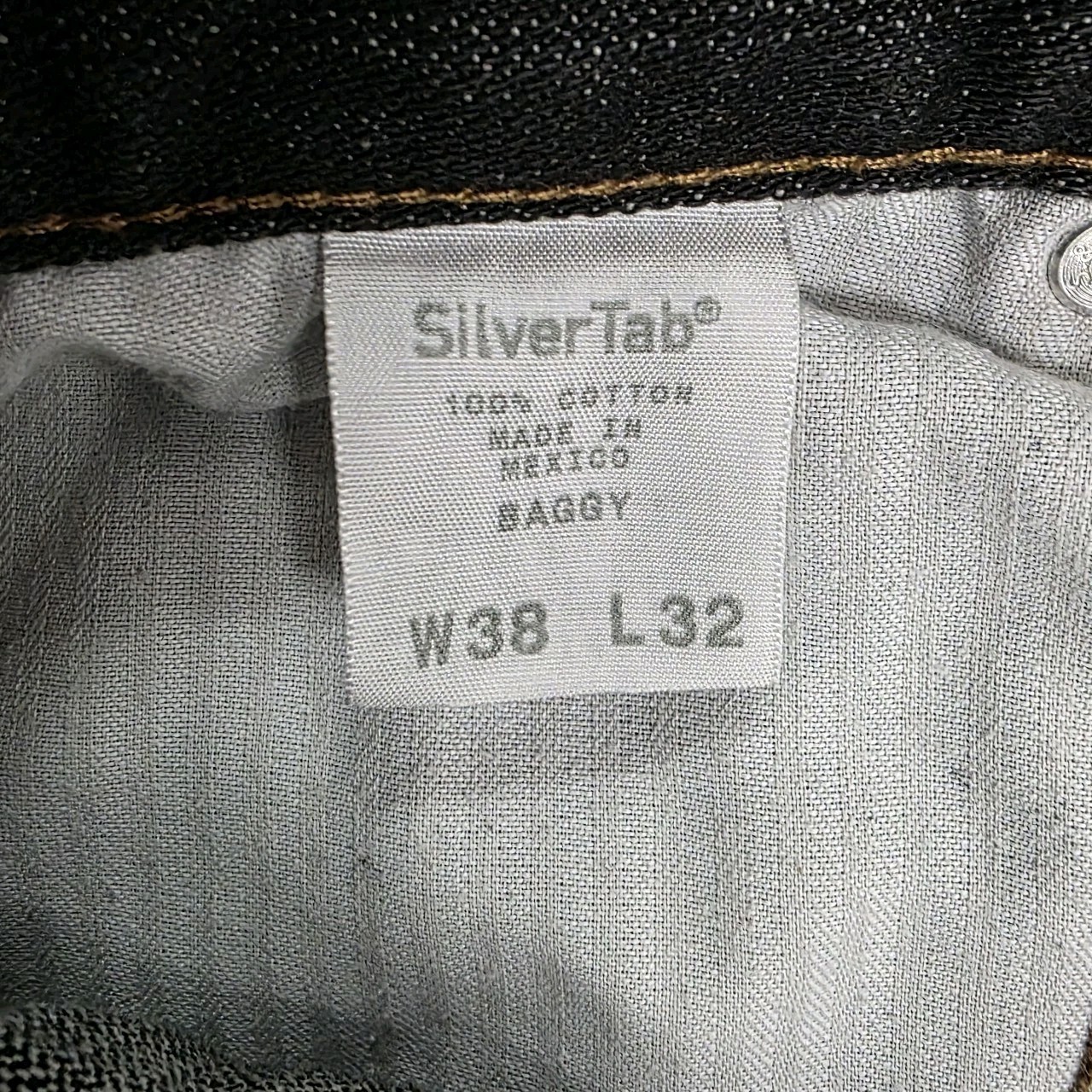 Levi’s Men’s Silvertab Black Denim Jeans Straight Leg Baggy Fit Dark 38×32