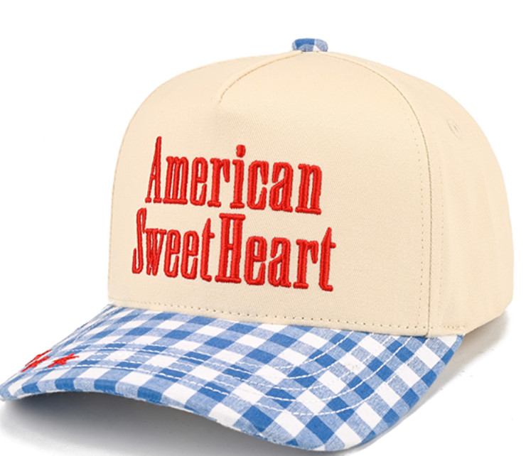 C.C American Sweet Heart Patch Trucker Cap Gingham Blue