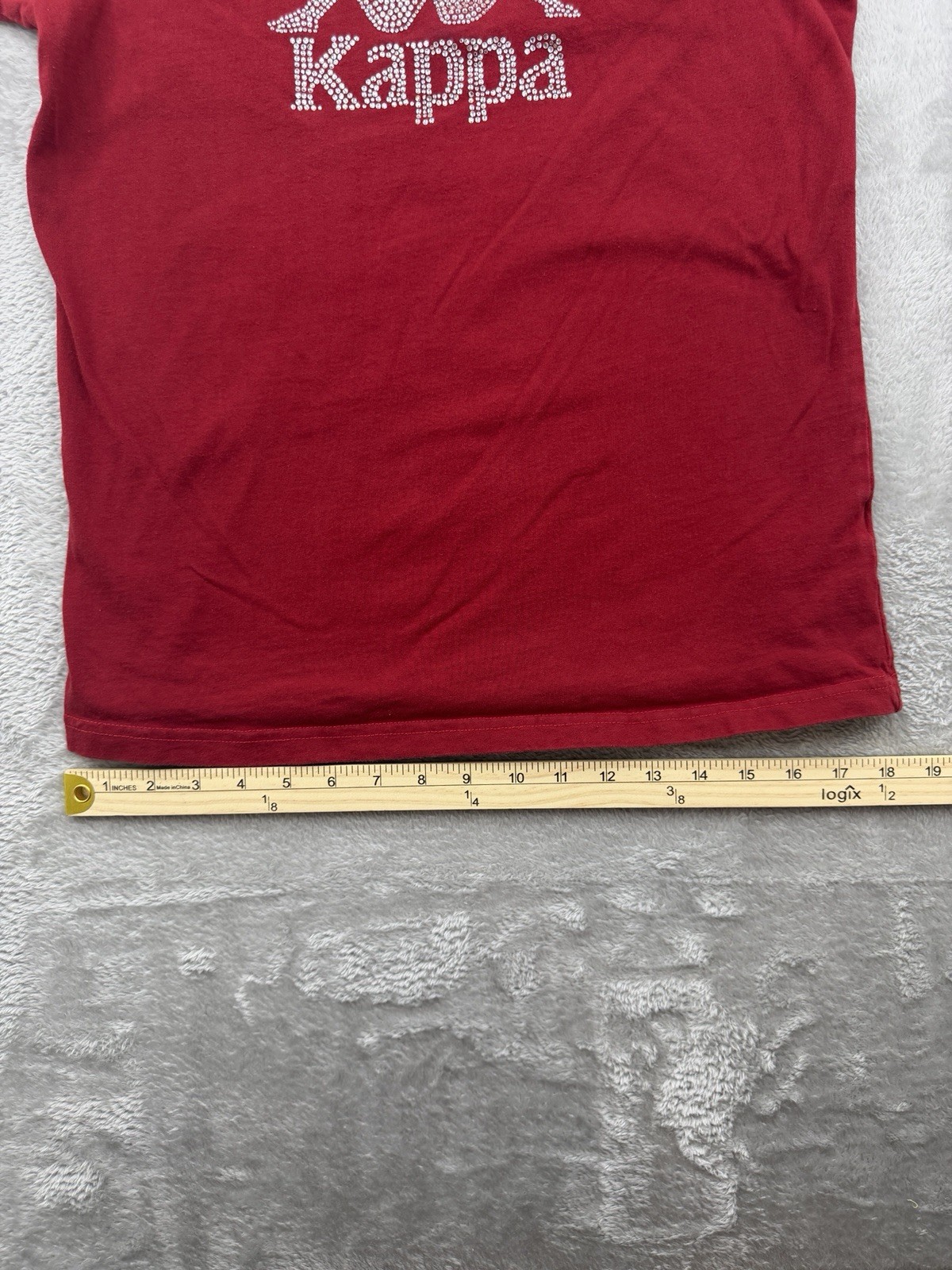 Kappa Sharia Tee Women’s Red Rhinestone Logo T Shirt Size Large Short sleeve