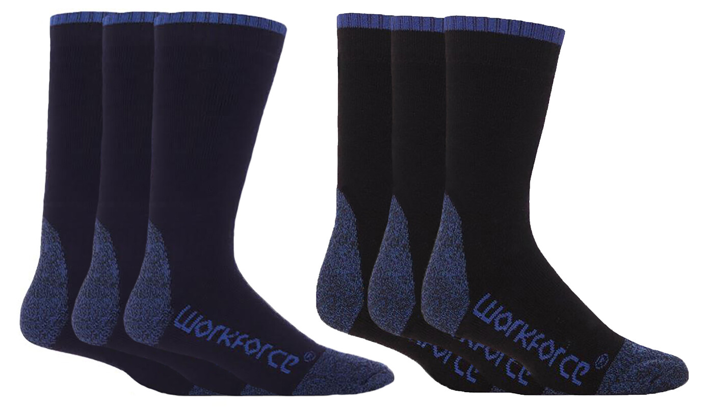 Workforce – 3 Pairs Mens Steel Toe Boot Work Socks with Reinforced Heel and Toe