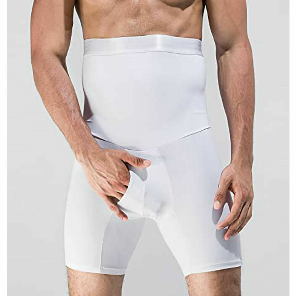 Men Compression Hi-Waist Boxer Shorts Tummy Slimming Body Shaper Girdle Pants