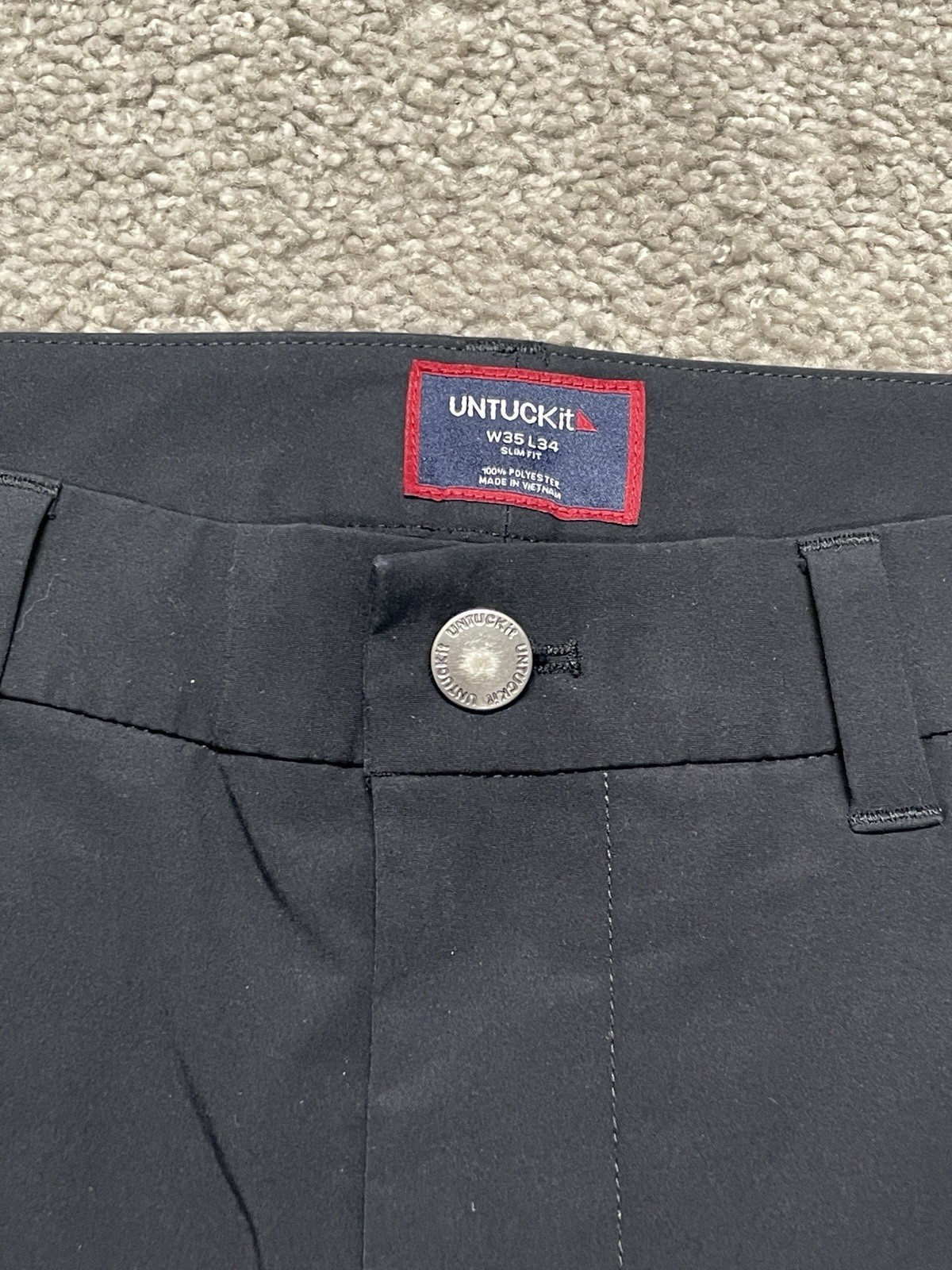 UNTUCKit Pants Traveller Performance Black Mens 35×34 Slim Fit Casual Golf Chino