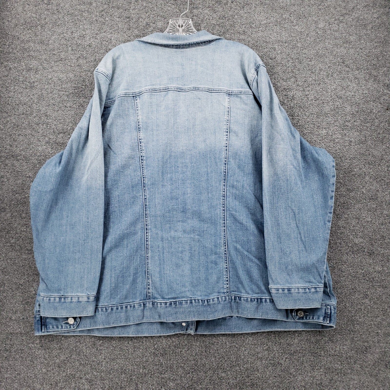 Laurie Felt Jacket Women 3X Plus Blue Classic Denim Belted Jean Collared Stretch