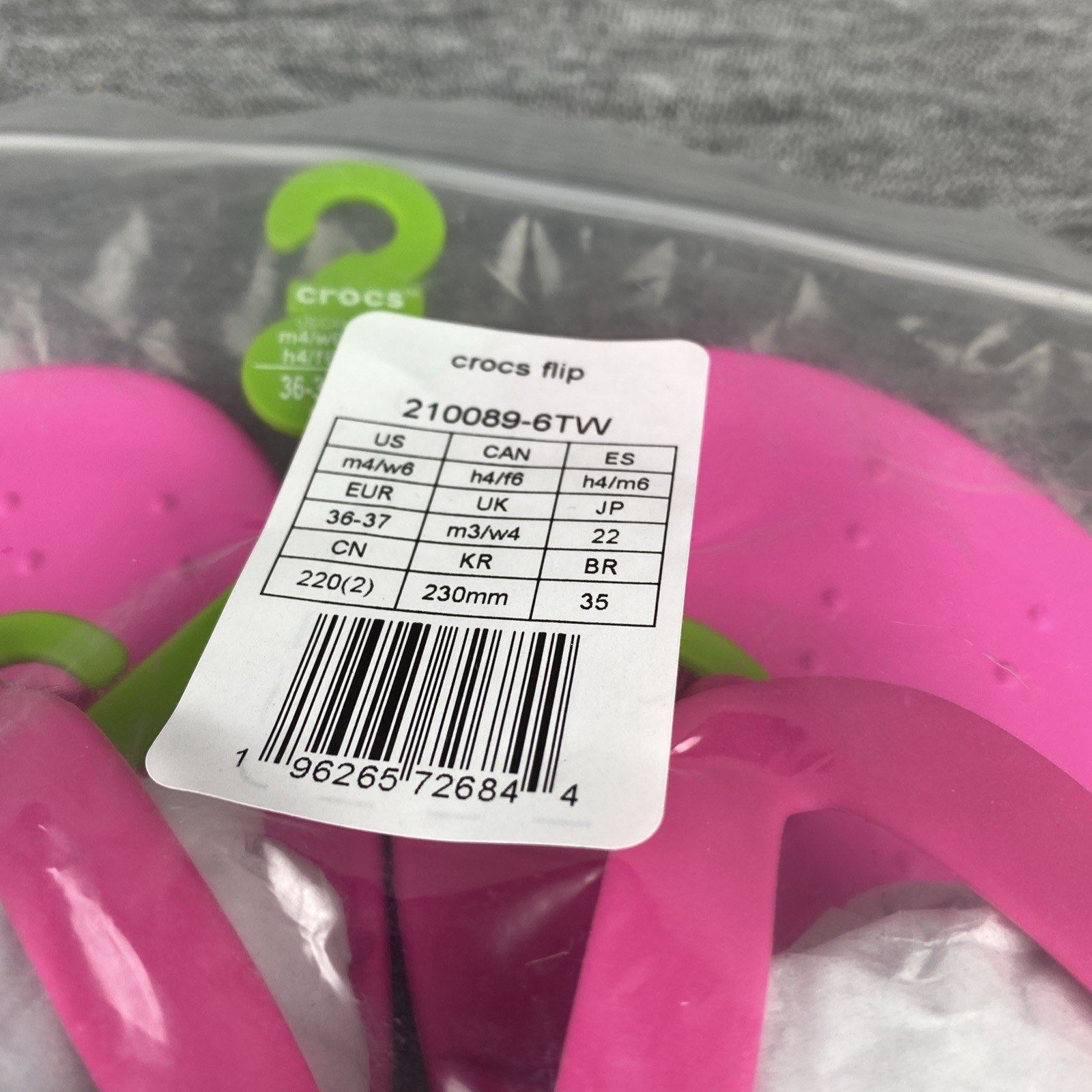 Crocs Flip Flop Sandal Electric Pink Unisex M4/W6 Casual 210089-6TW NEW✅